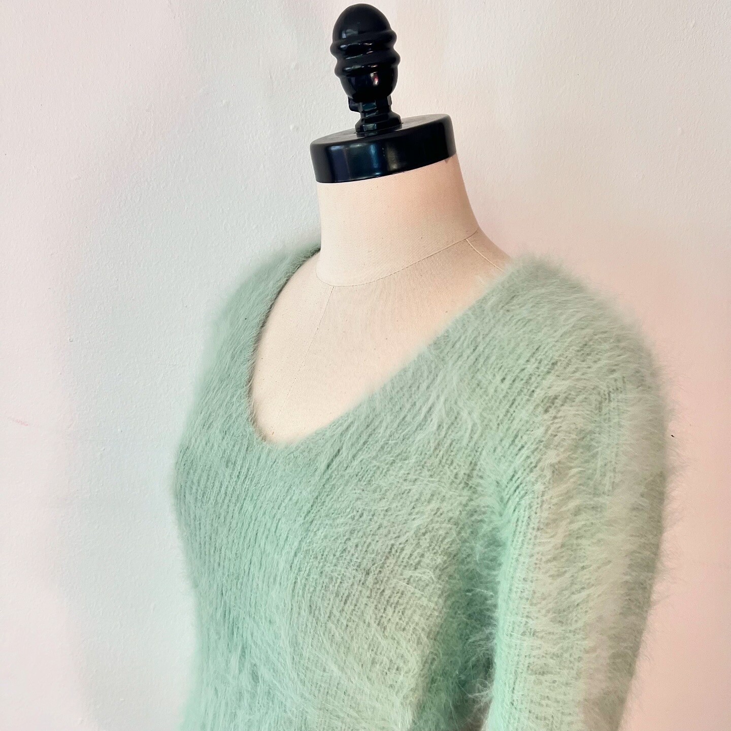 FLUFFY MINT GREEN 90s 1990’s Vintage Retro Grunge Fairycore Angora Sweater M