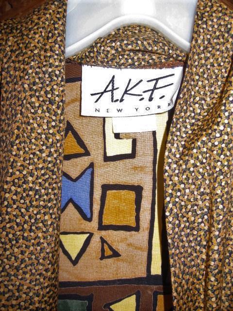 A.K.F. New York Gorgeous Vintage Duster/Topper Bold Geo Aztec Print Open Front