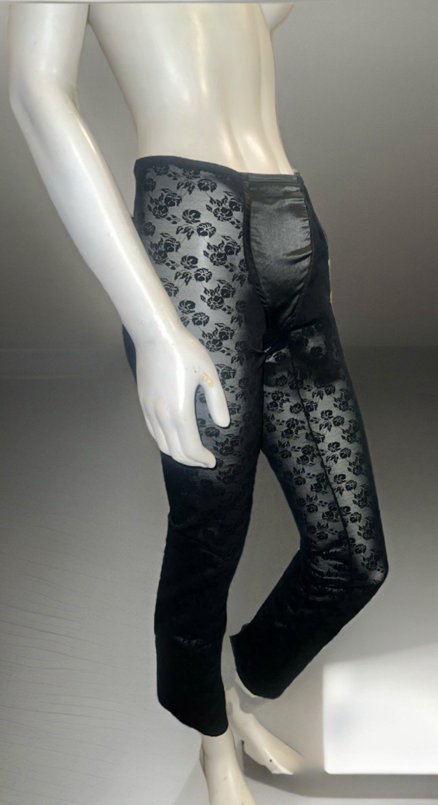 Vintage DOLCE & GABBANA F/W 1996 Stretch Girdle Black Floral Crop Pant Sz 42