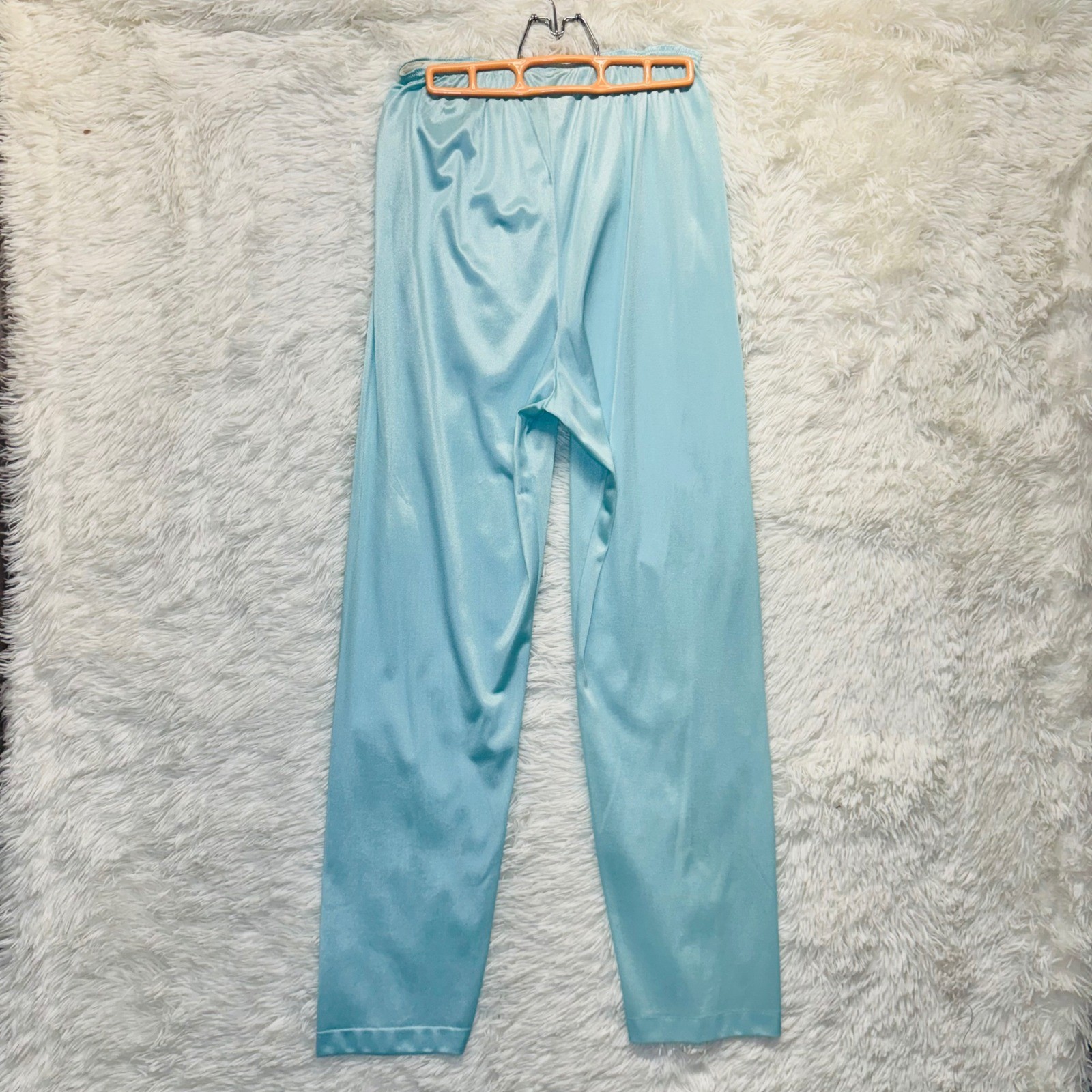 Vintage Gossard Blue Satin Pajama Set Small ILGWU Union Made Loungewear