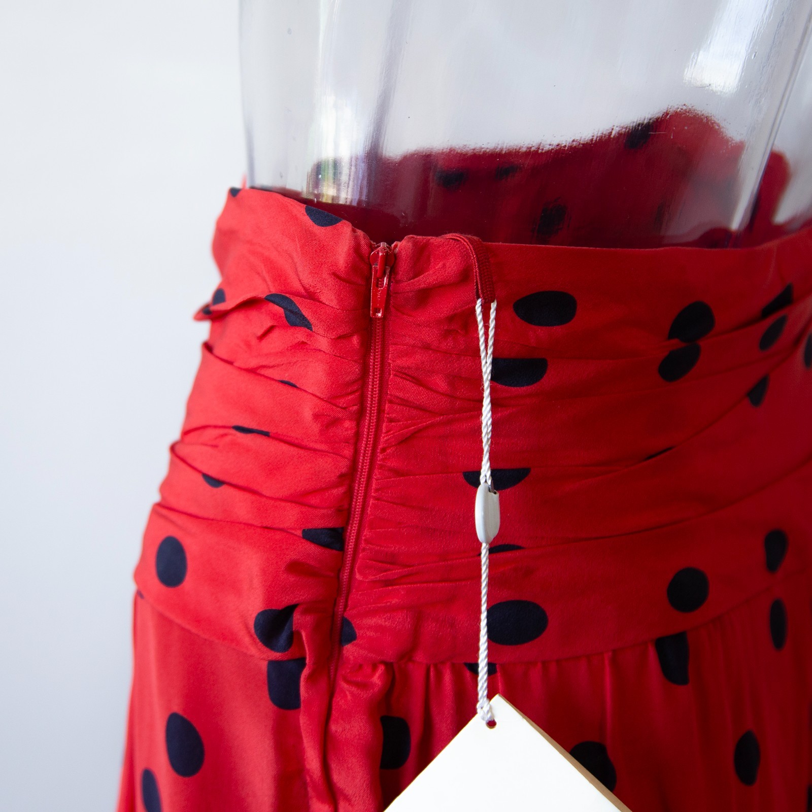 Vintage Dior Red Silk Black Polka Dot Wide Trousers NWT UK 8-10/US 4-6