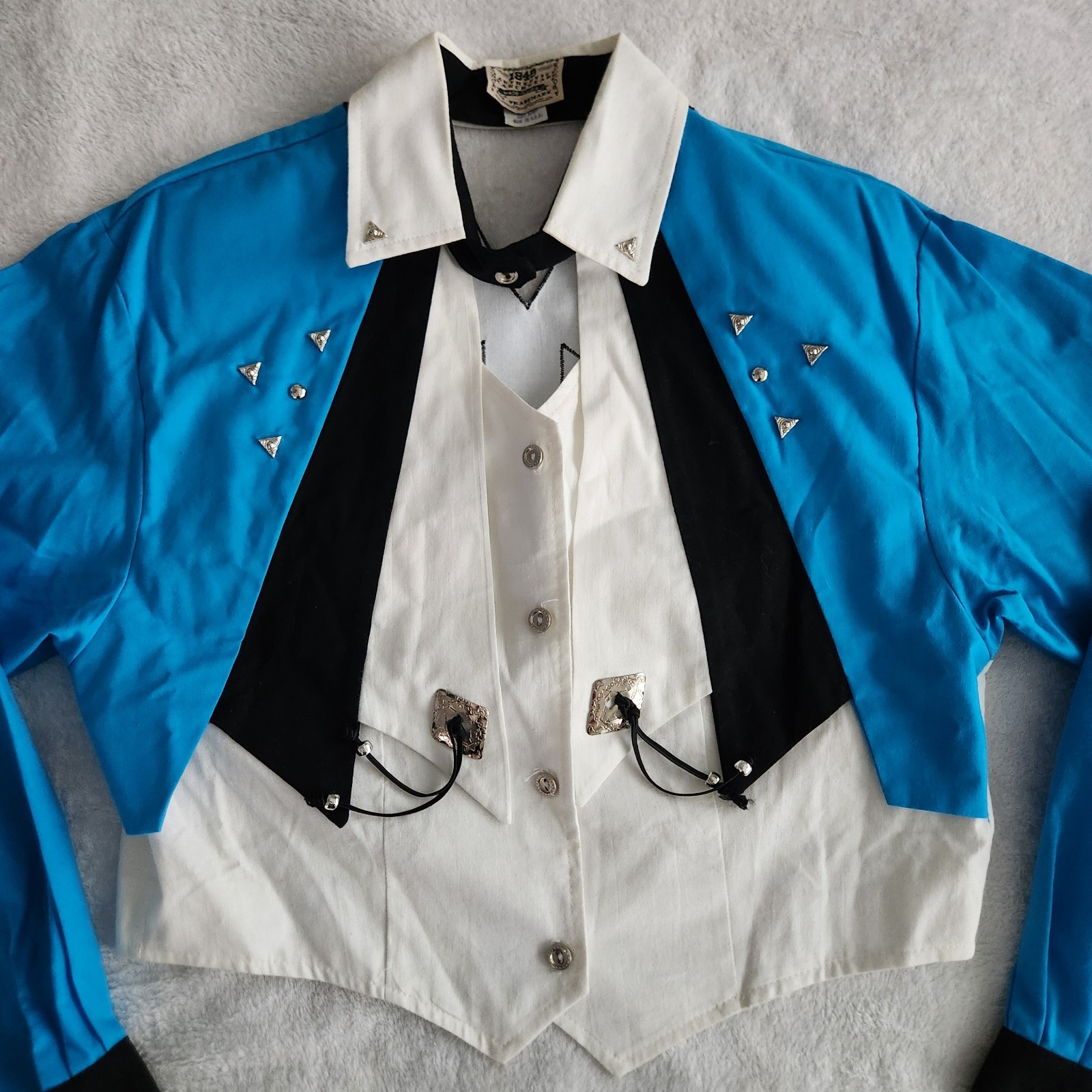 VTG 1849 Authentic Ranchwear Cropped Jacket Womens M Burgundy Teal Rodeo USA