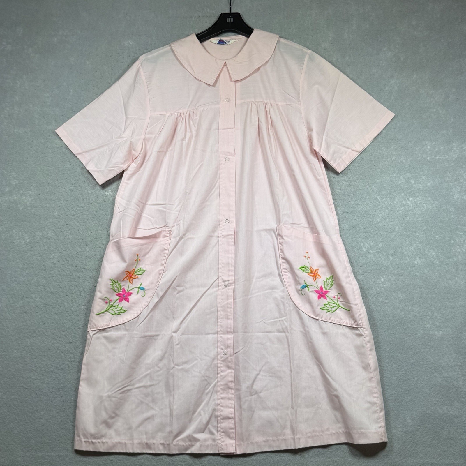 Vintage Sanforized Permanent Press Cotton Blend Nightgown Dress Large Pink