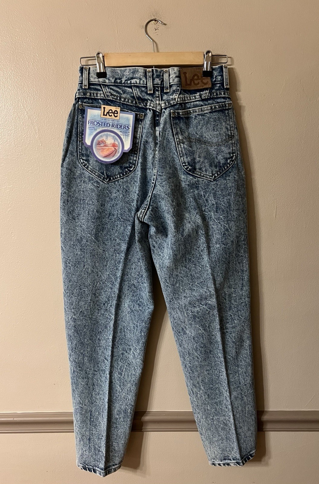 Vintage 80s Lee Frosted Riders Straight Leg Jeans Acid Wash Size 11 Dead Stock