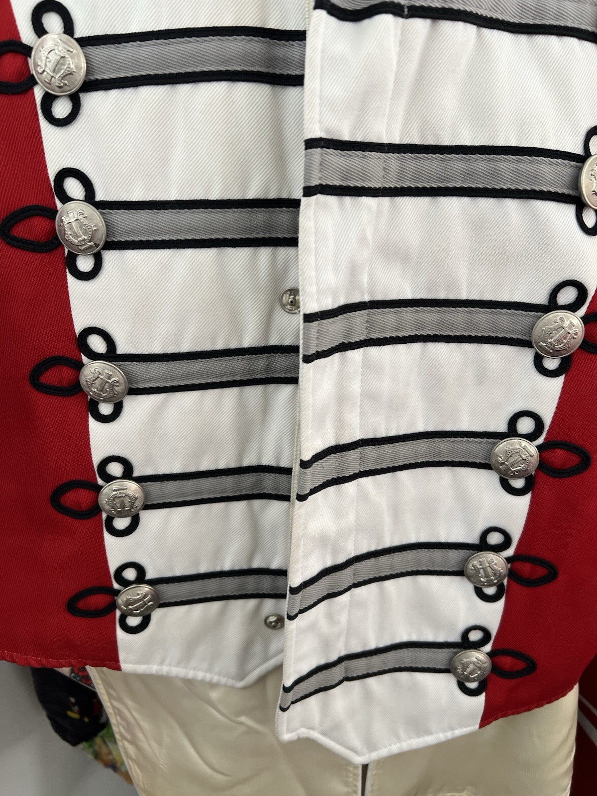 Vintage Stanbury Wool Red And White Military Style Marching Band Jacket 38