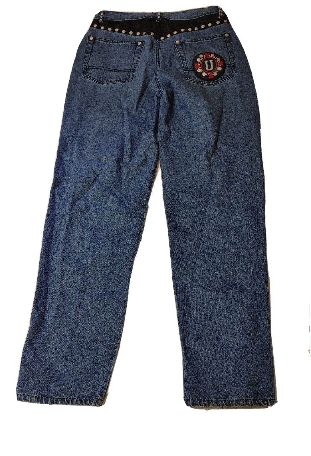 VTG. „GET USED” Denim Classic Jeans Size 12 Studded 1980’s Hip Hop 31″W X 31″L