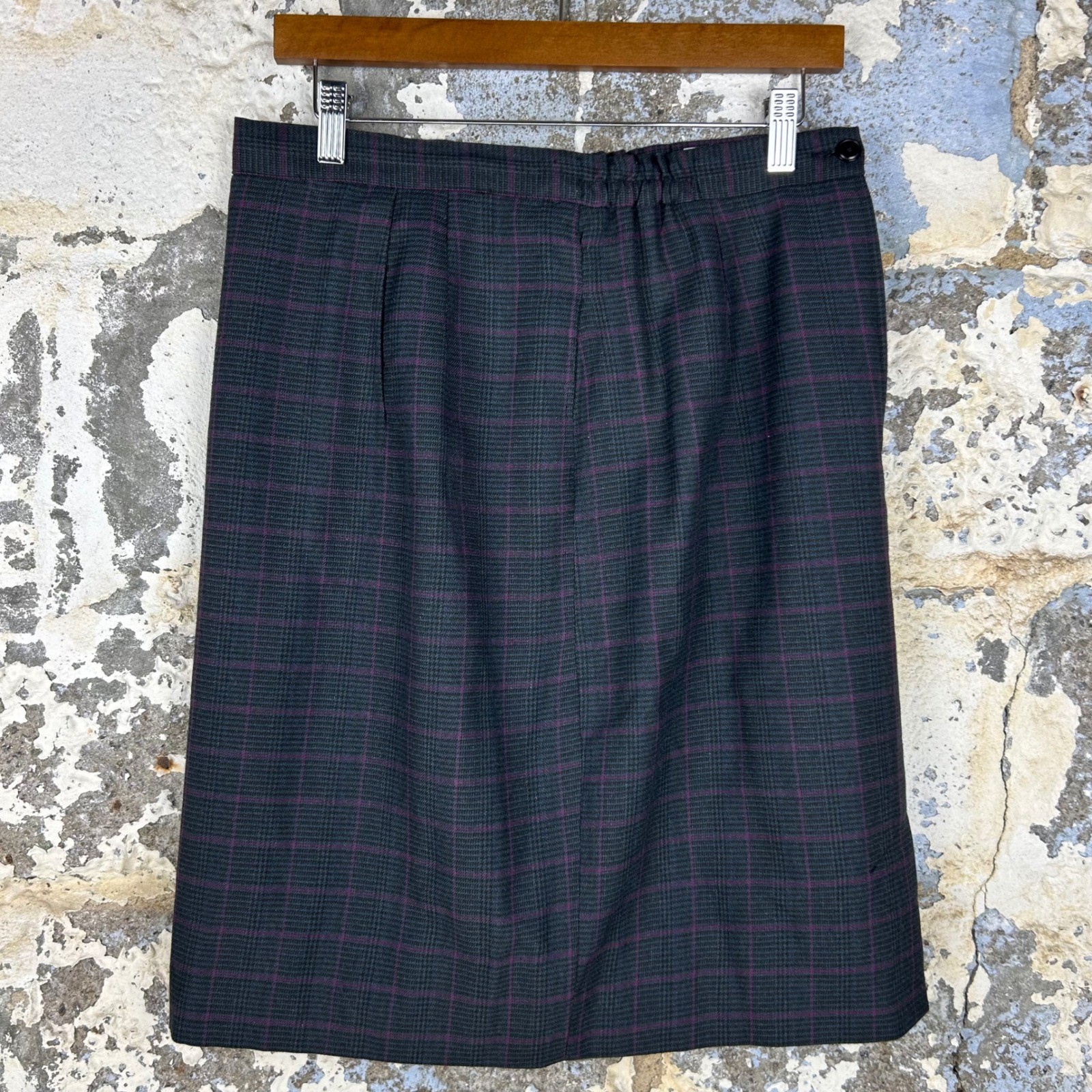 EHWOODS Vintage Glen Plaid Pencil Skirt Gray Purple Tartan High Waisted Academia