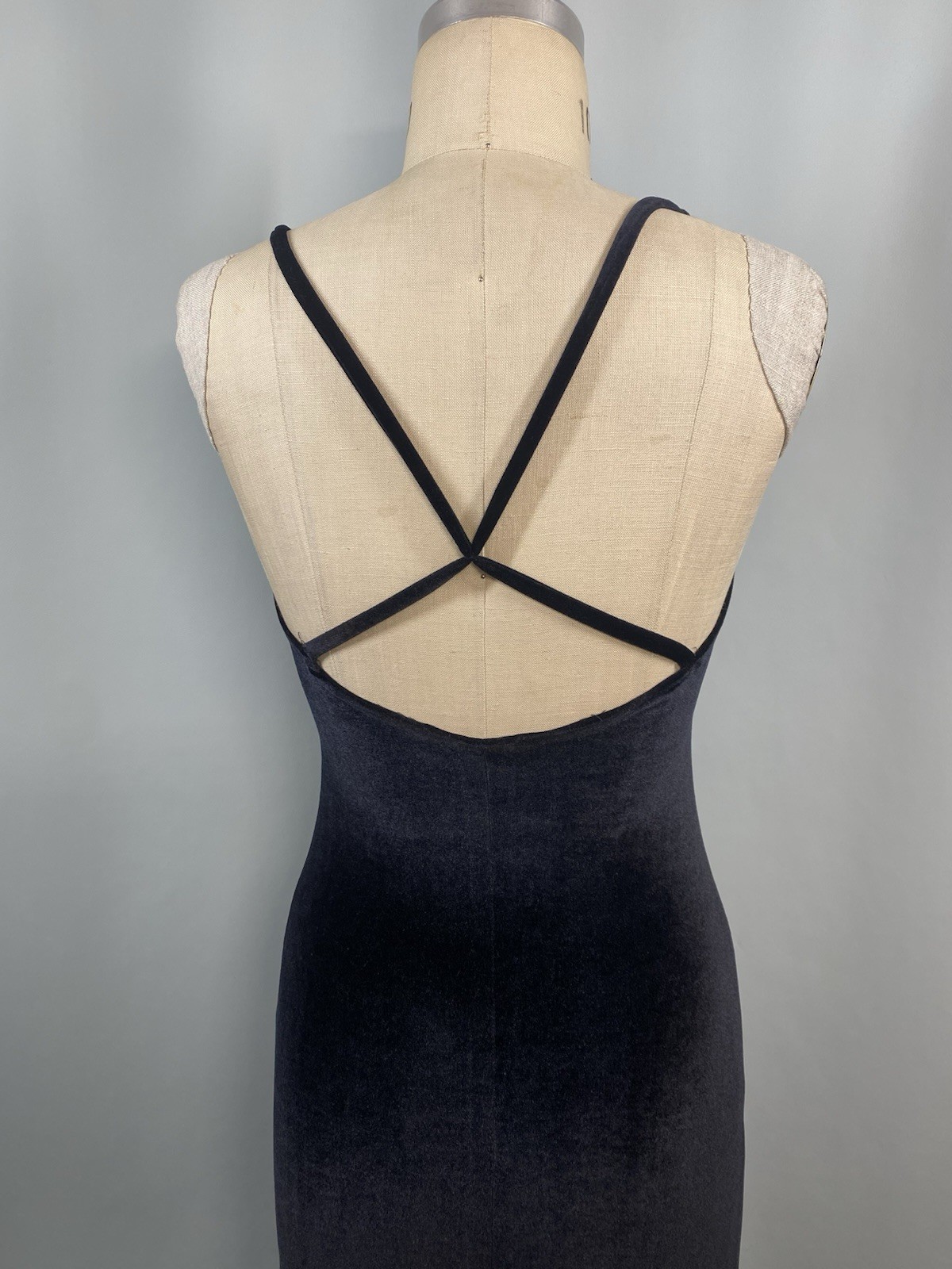 Vintage Dress SIZE 6 SMALL Black Velvet Sheath VARIAZIONI classic long Y2K 90s