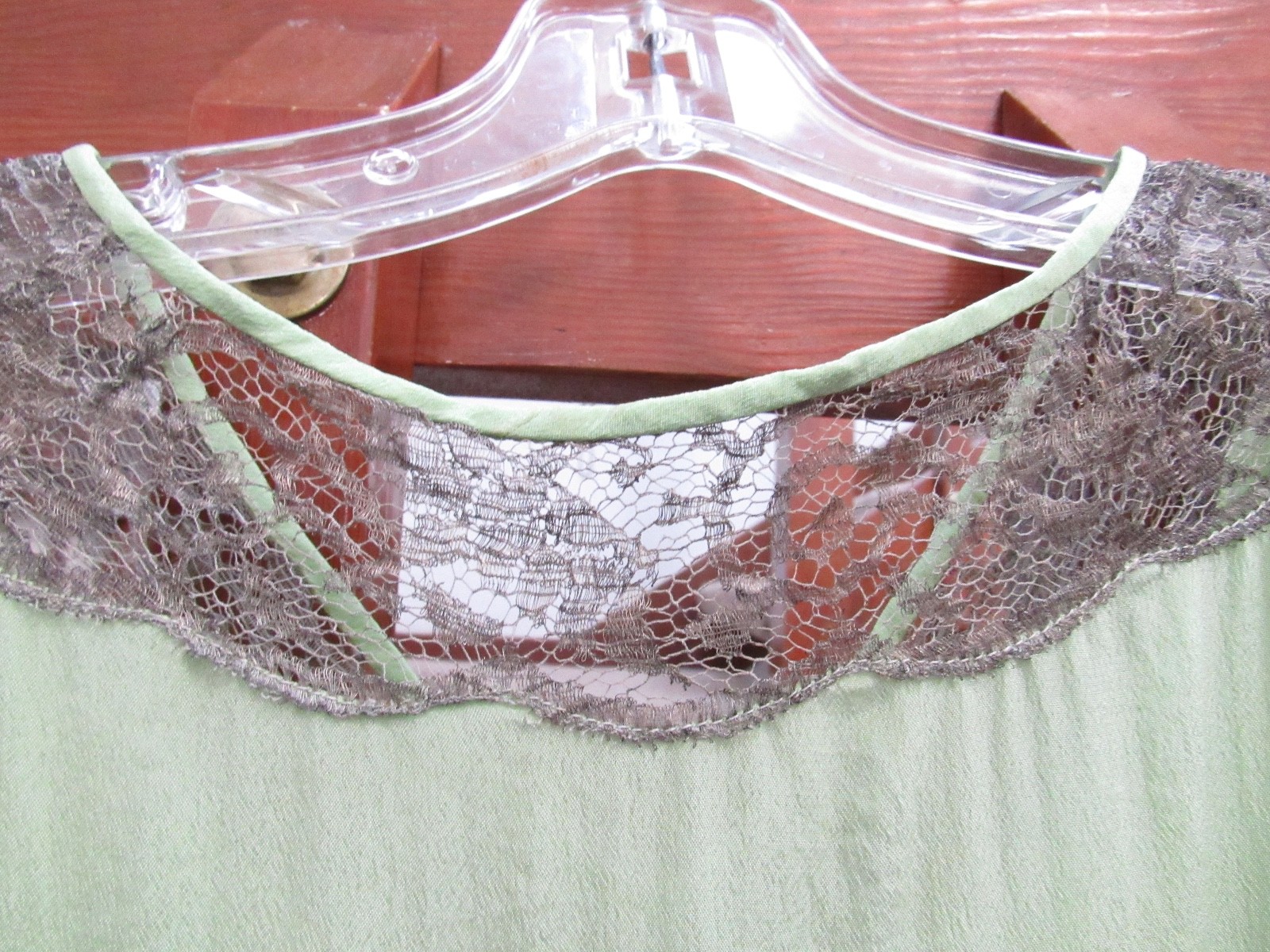 ROMANTIC 20s 30s SILK FLAPPER lace green Art Deco Dress fairy VTG whimsigoth S