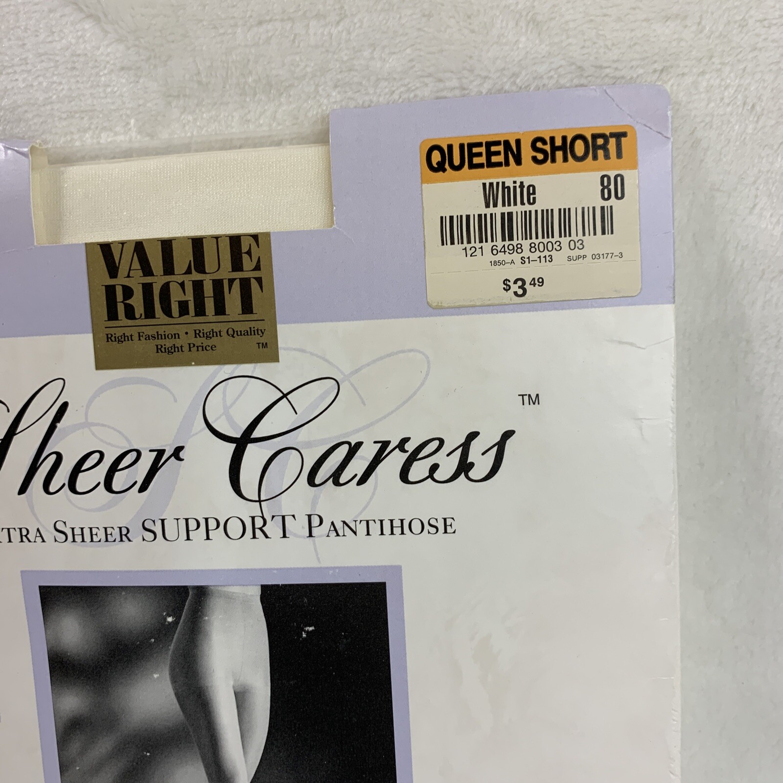 Vtg Worthington Extra Sheer Caress Queen Short White Active 20 Light Pantyhose