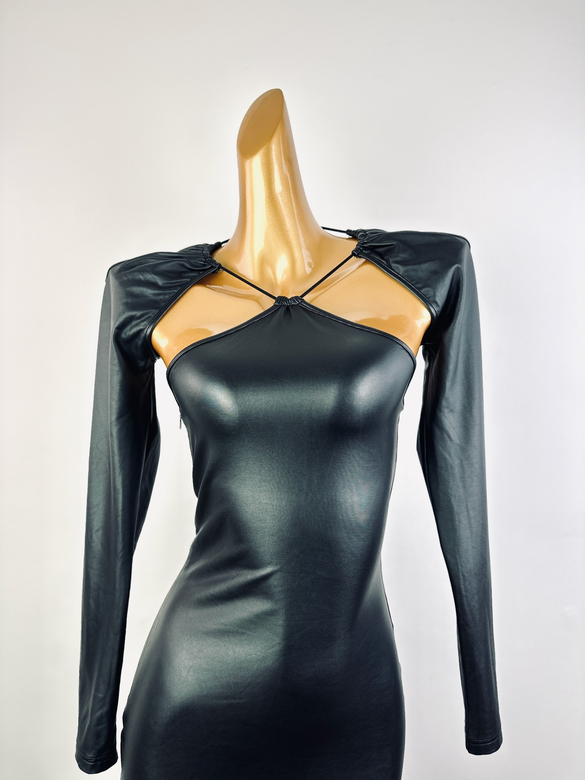 Vintage VTG 90s y2k goth shiny pleather mini dress