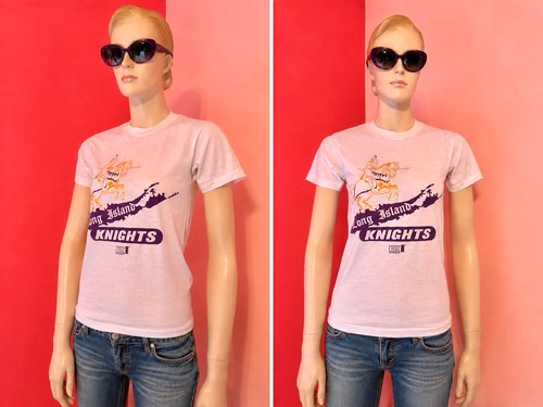 VTG 80s NOS Hanes graphic tee NY Long Island Knights Bball XS S baby tee 14/16