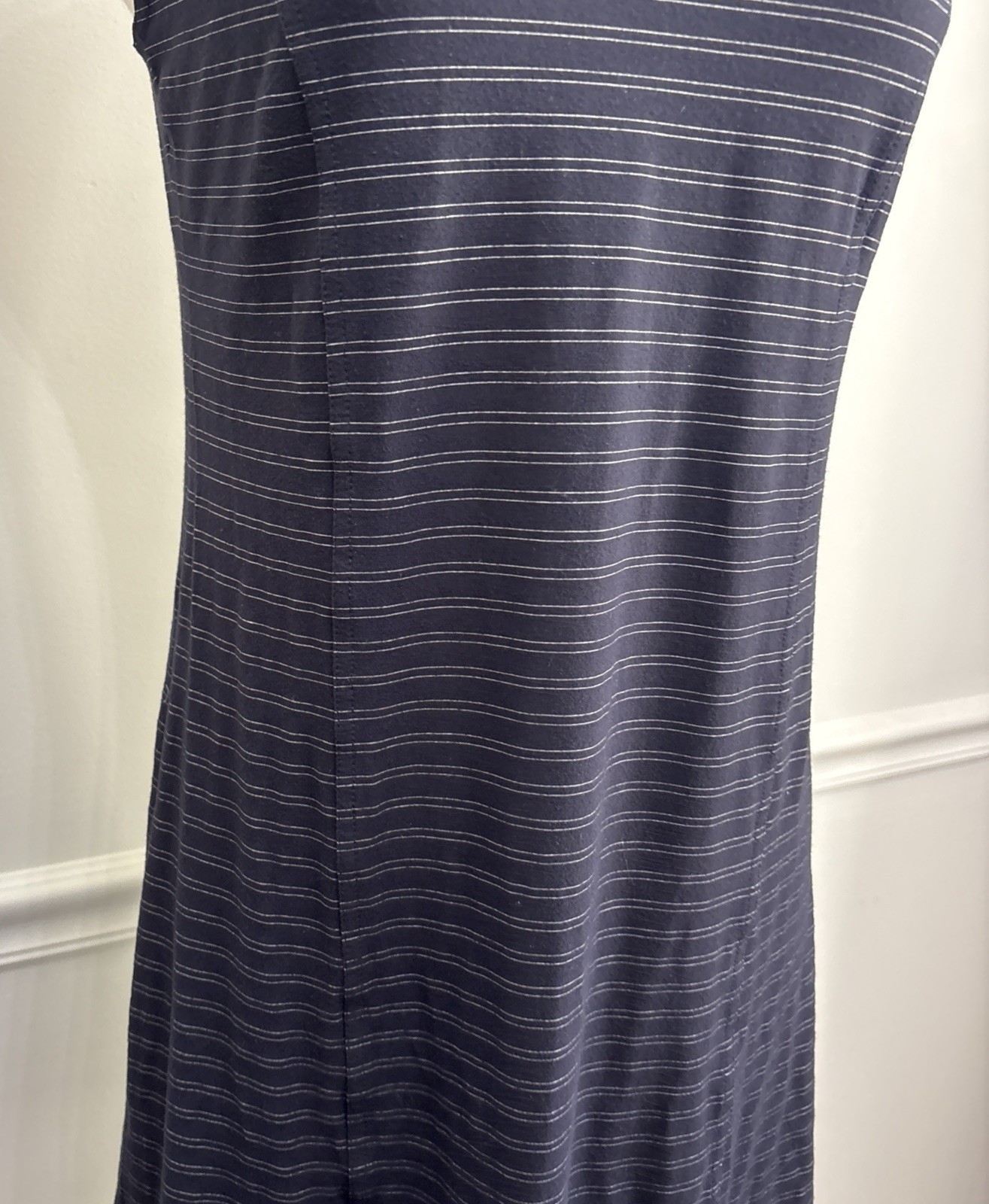 Vintage Lacoste Women Dress Summer Chic Navy & White Striped Sz40 Nautical