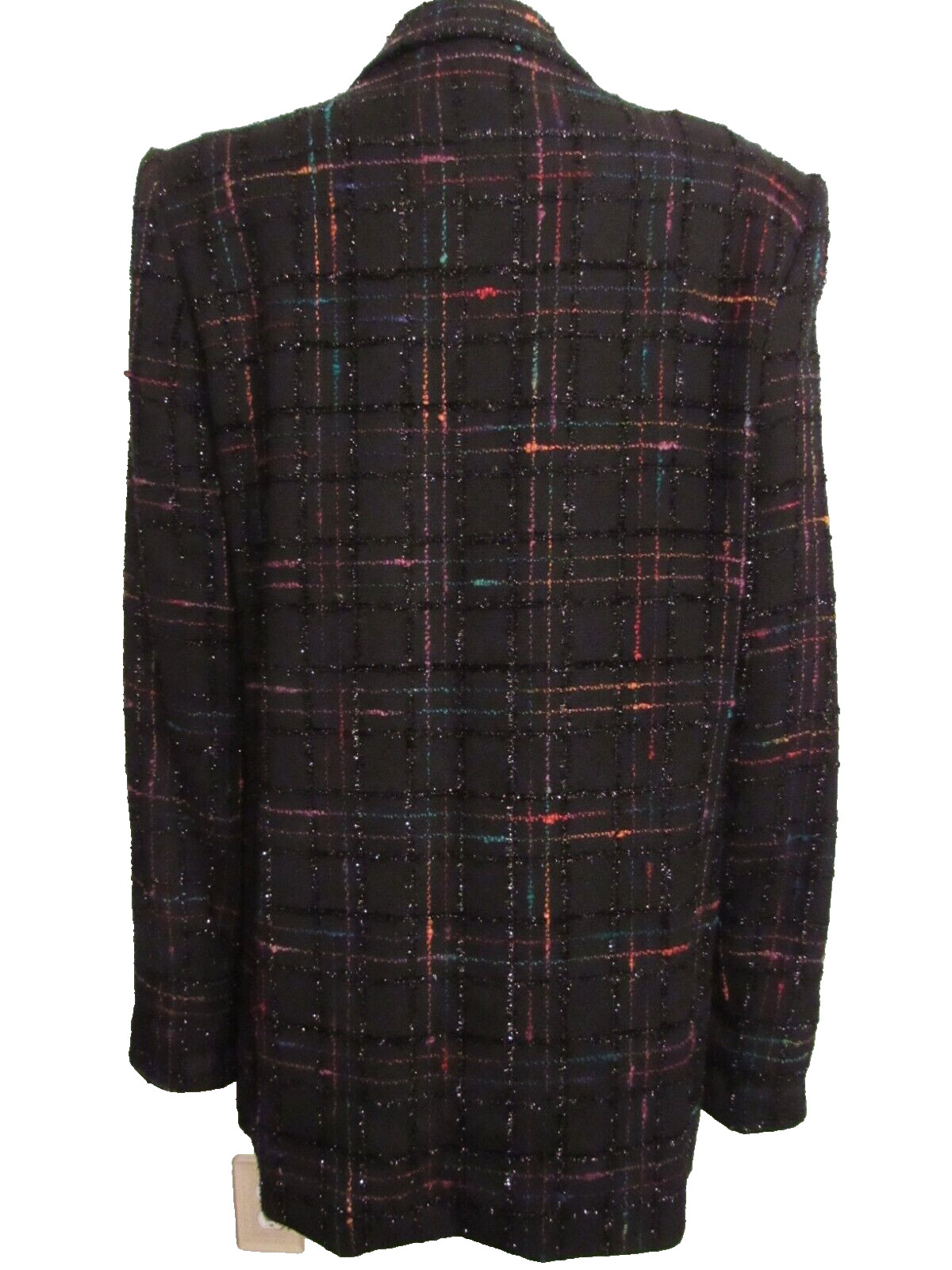 VTG 80s Criscione Cache lined blazer black multi shimmer texture plaid M