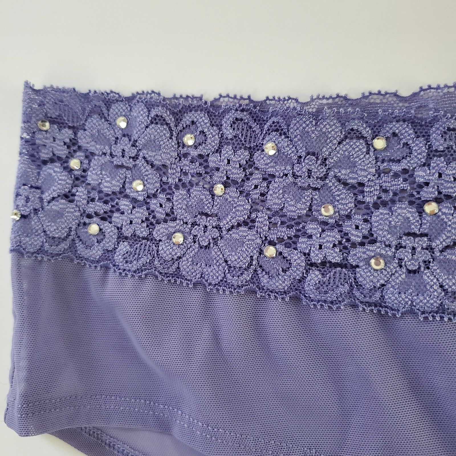 Vintage Victorias Secret PINK Extra Low Rise Hipster Panty Purple Rhinestone LRG