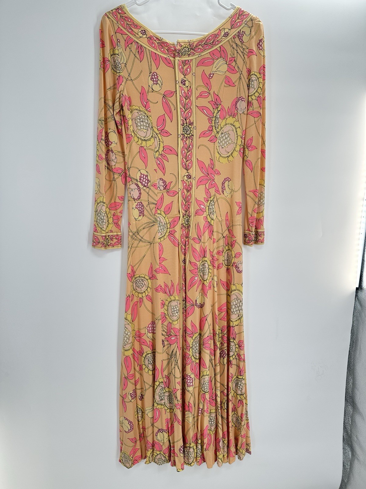 Vtg Emilio Pucci Saks Fifth Avenue Silk Jersey Floral Midi Dress 70s Sz 10 READ*