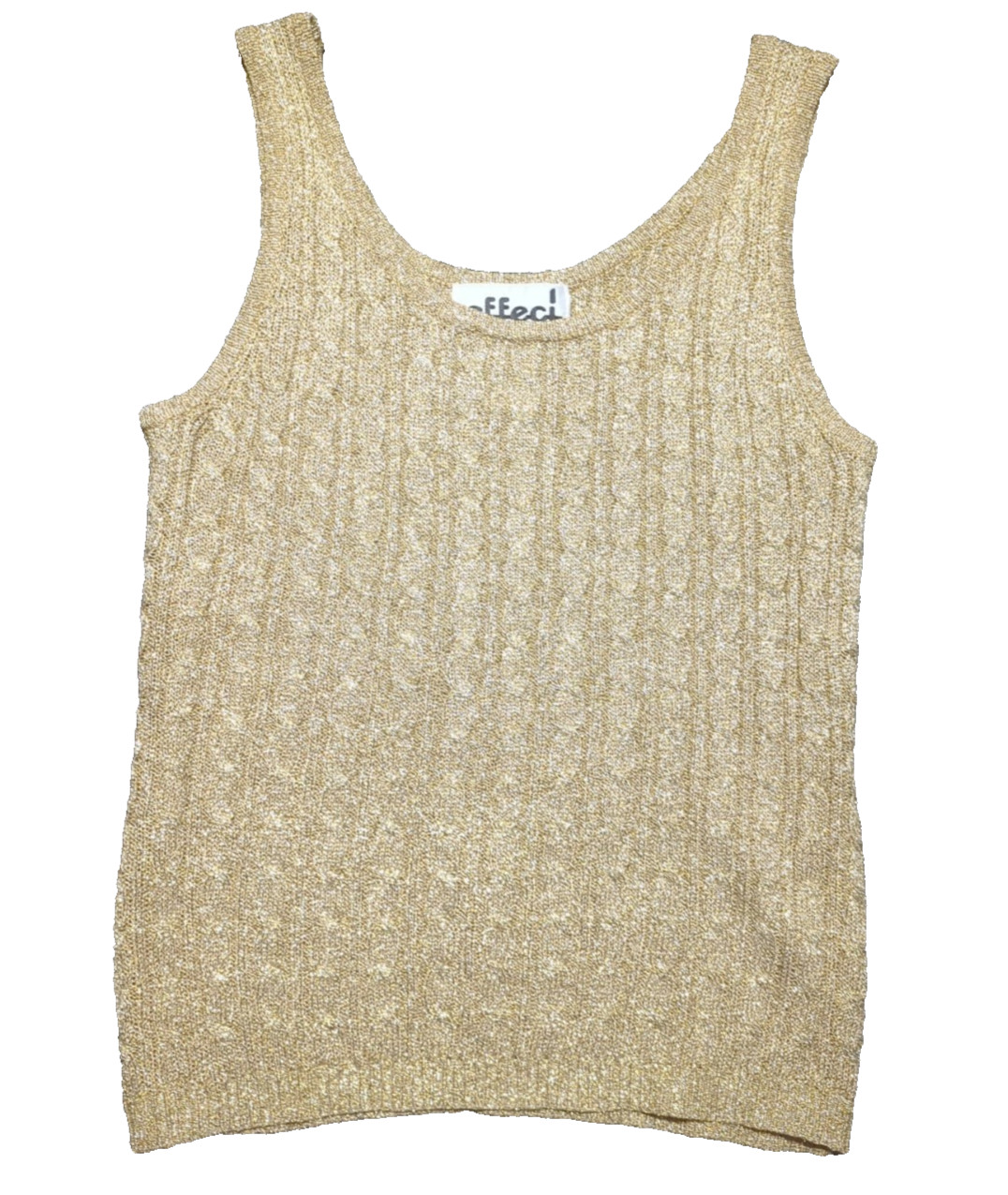Effeci Large Gold Ribbed Tank Top Sweater Lightweight Disco/Rave 70’s-80’s-90’s