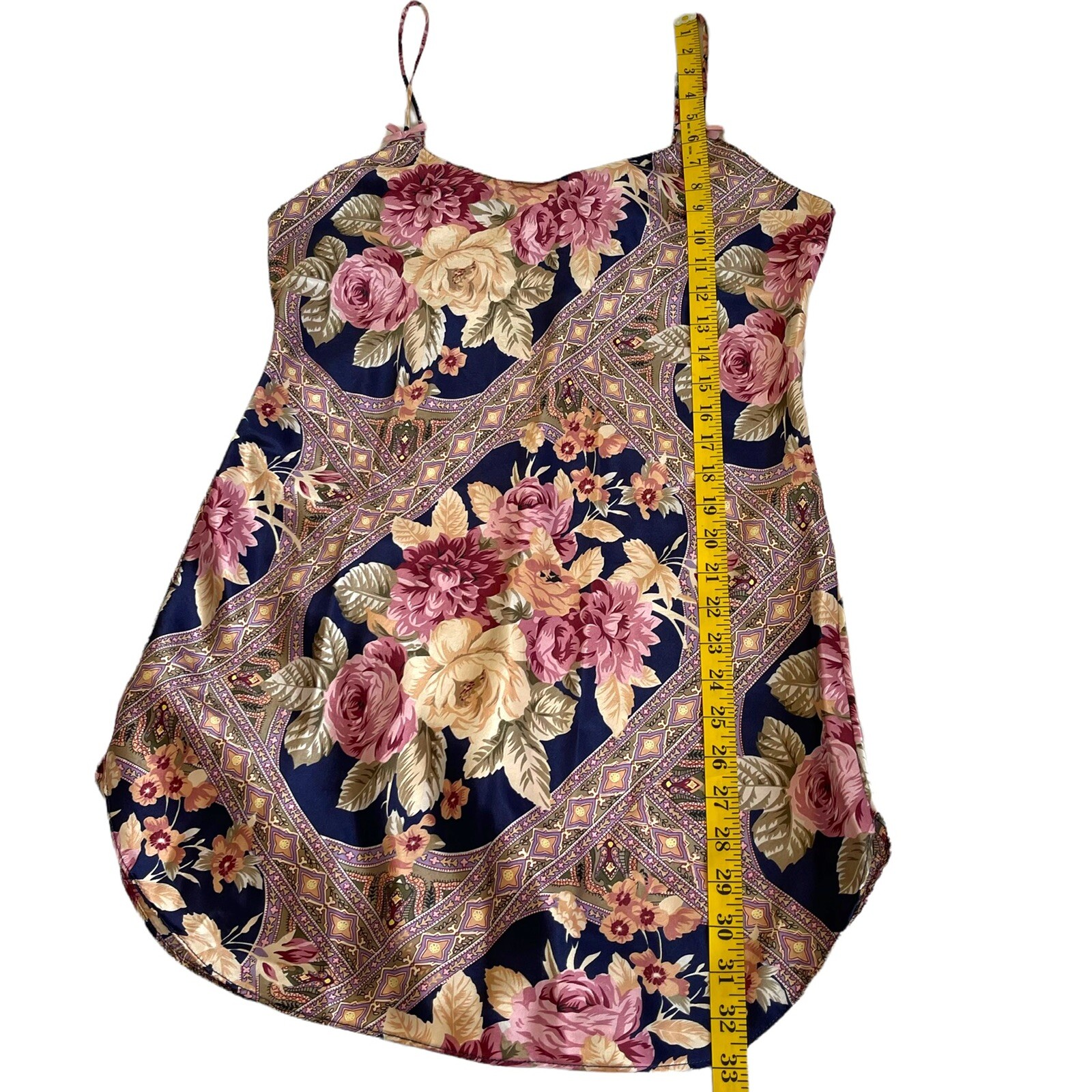 Vintage CIRCA 2000 Peignoir Set Sz M Pink Roses Floral Short Slip Nightie Robe