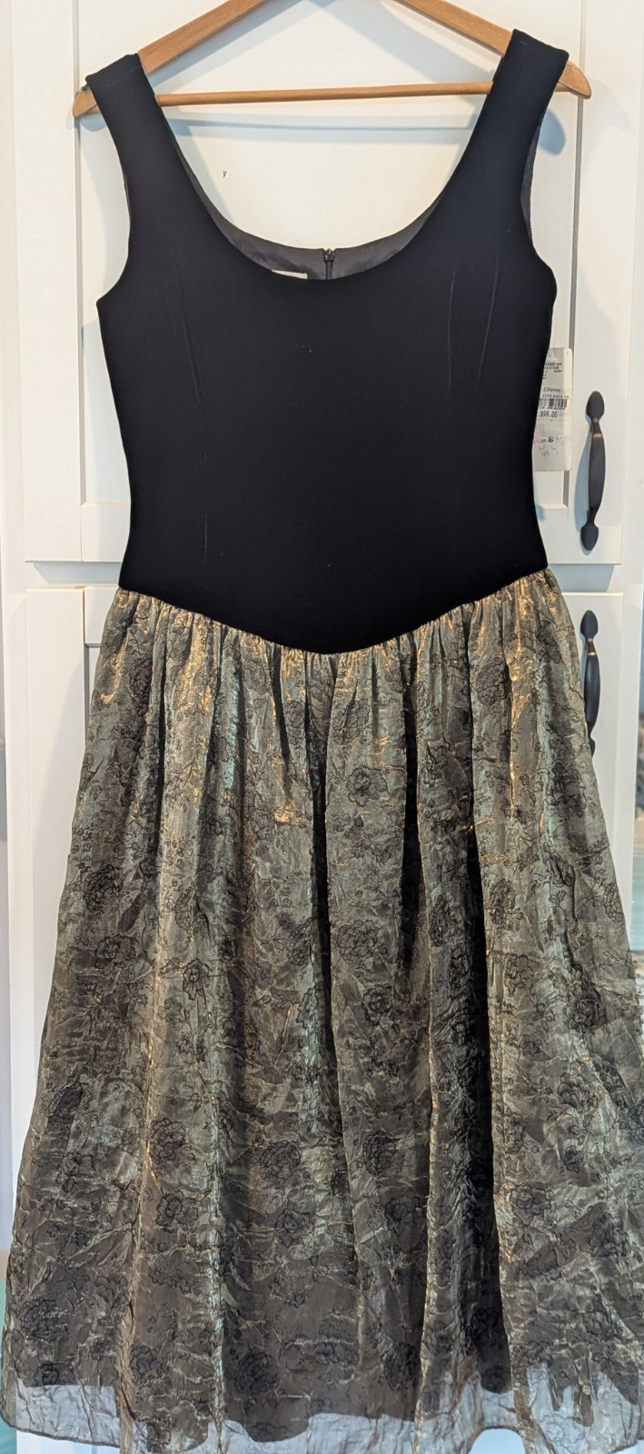 VTG Evan Picone Solstice Velvet Bodice Gold Floral Ballerina Dress NWT Gown 90s