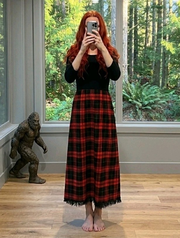 Vintage Kenny Clasics Maxi Dress Size 14 Plaid Heavy Whimsigoth Scottish