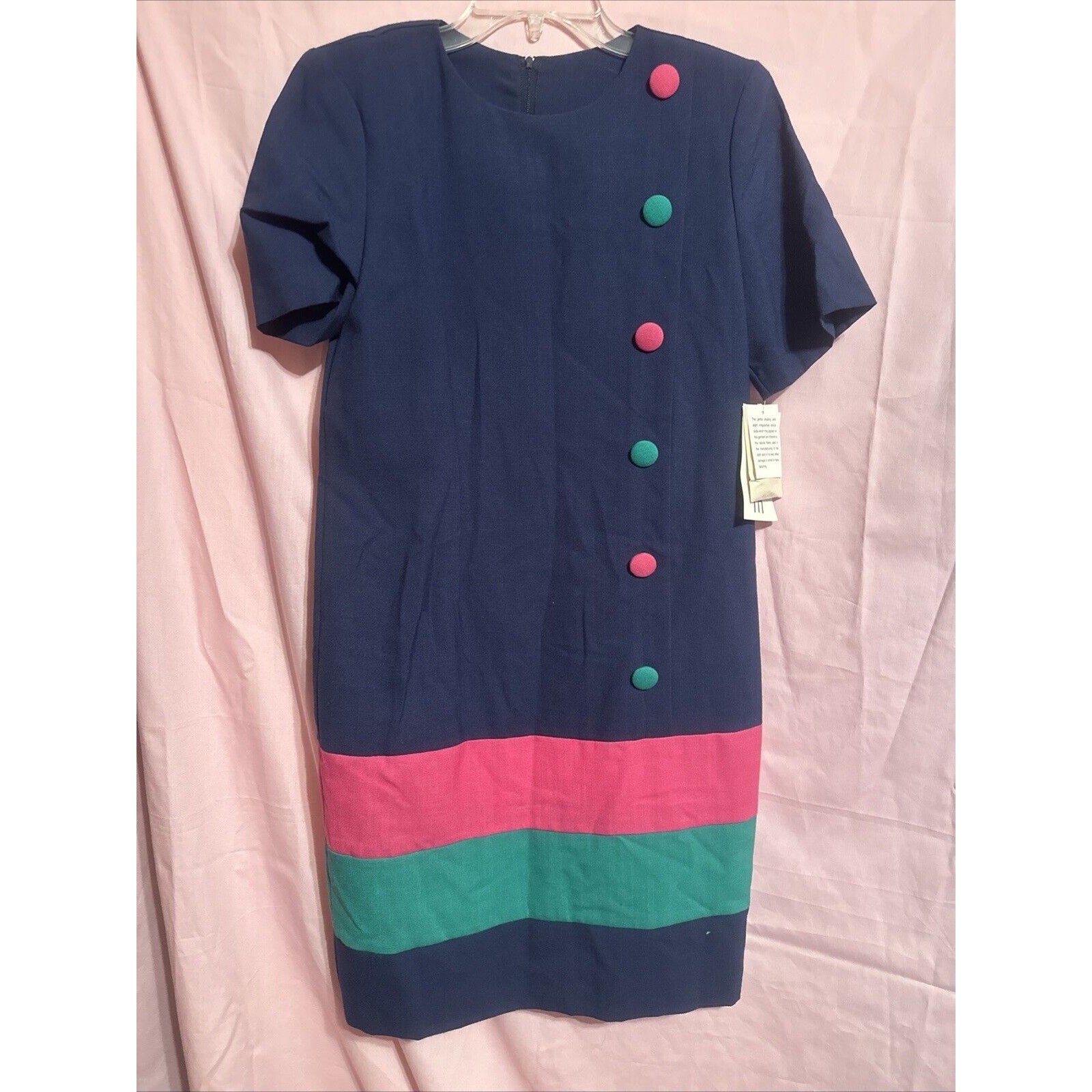 Willow Ridge Vintage 80s Colorblock Dress USA Made Size 6P Retro Mod