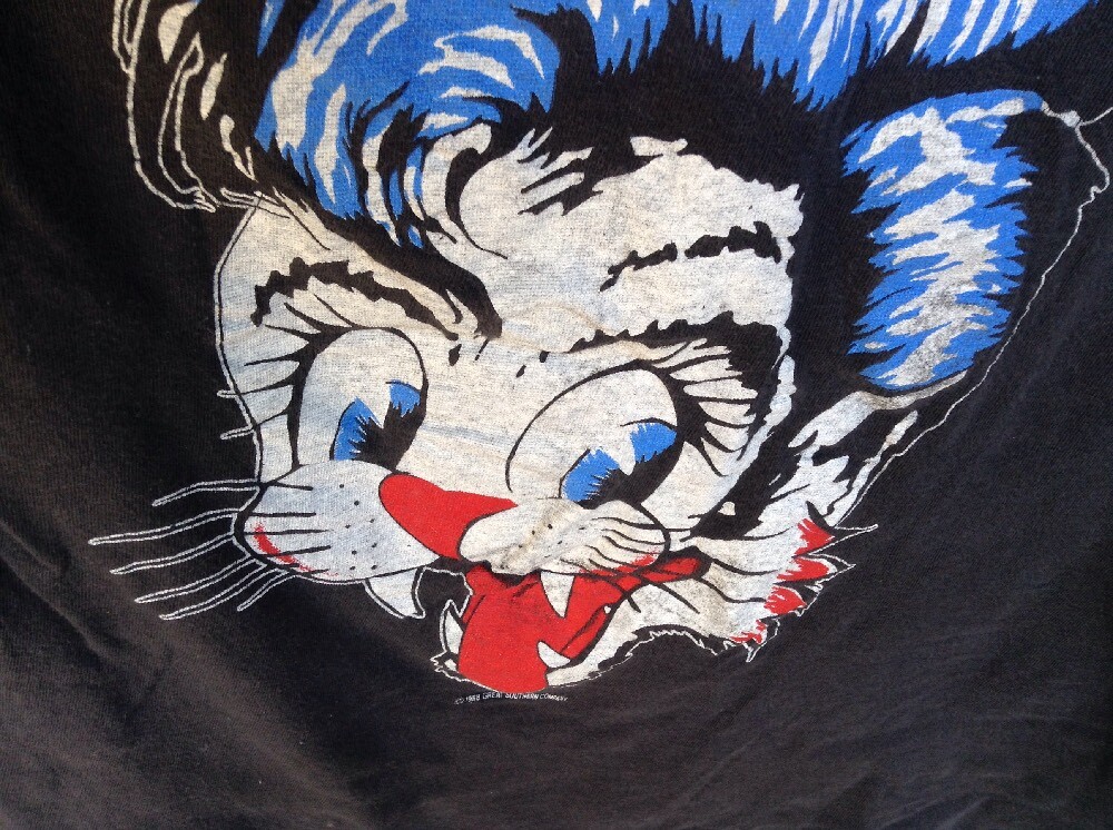 VTG 80s Stray Cats Blast Off Tour Black TShirt Sz L Rockabilly Swing Setzer READ