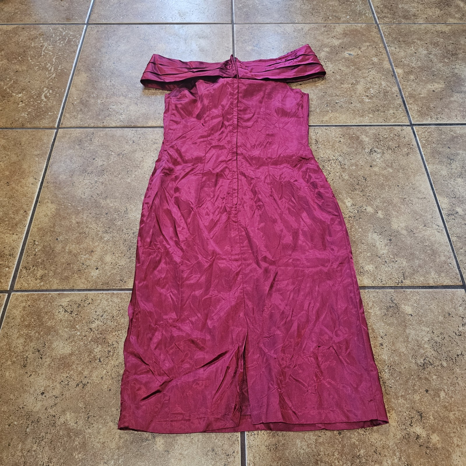 Vintage 80s Midi Dress L.A. Glow Red Acetate Size 9/10
