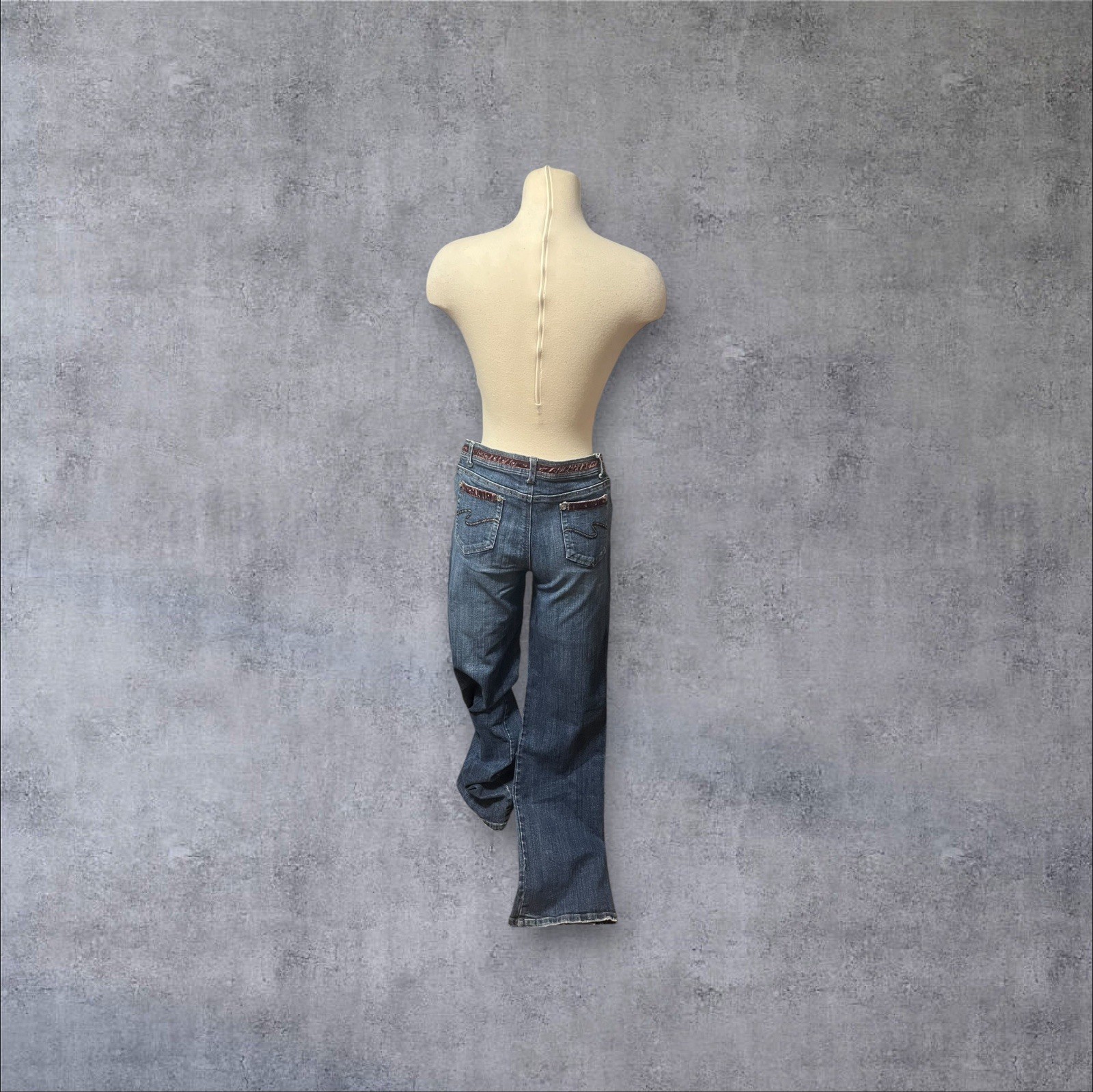 Vintage 2000s y2k Ribbon Low Rise Kick Flare American Exchange Sz 32/12 Jeans