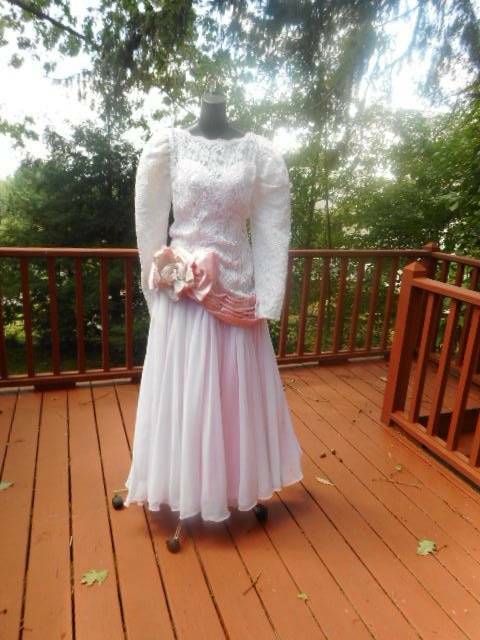 VINTAGE 80s RARE EUGENE ALEXANDER WEDDING GOWN MOTHER OF THE BRIDE DRESS MED
