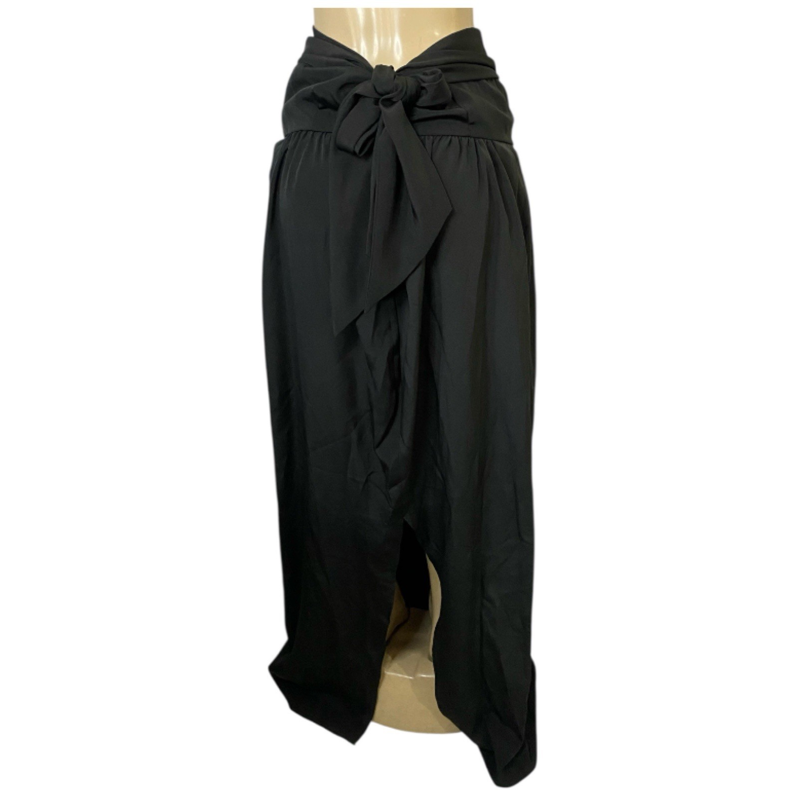 VTG 80s Black Satin Gown Multifunctional Dress & Skirt Sz M Retro Goth Grunge