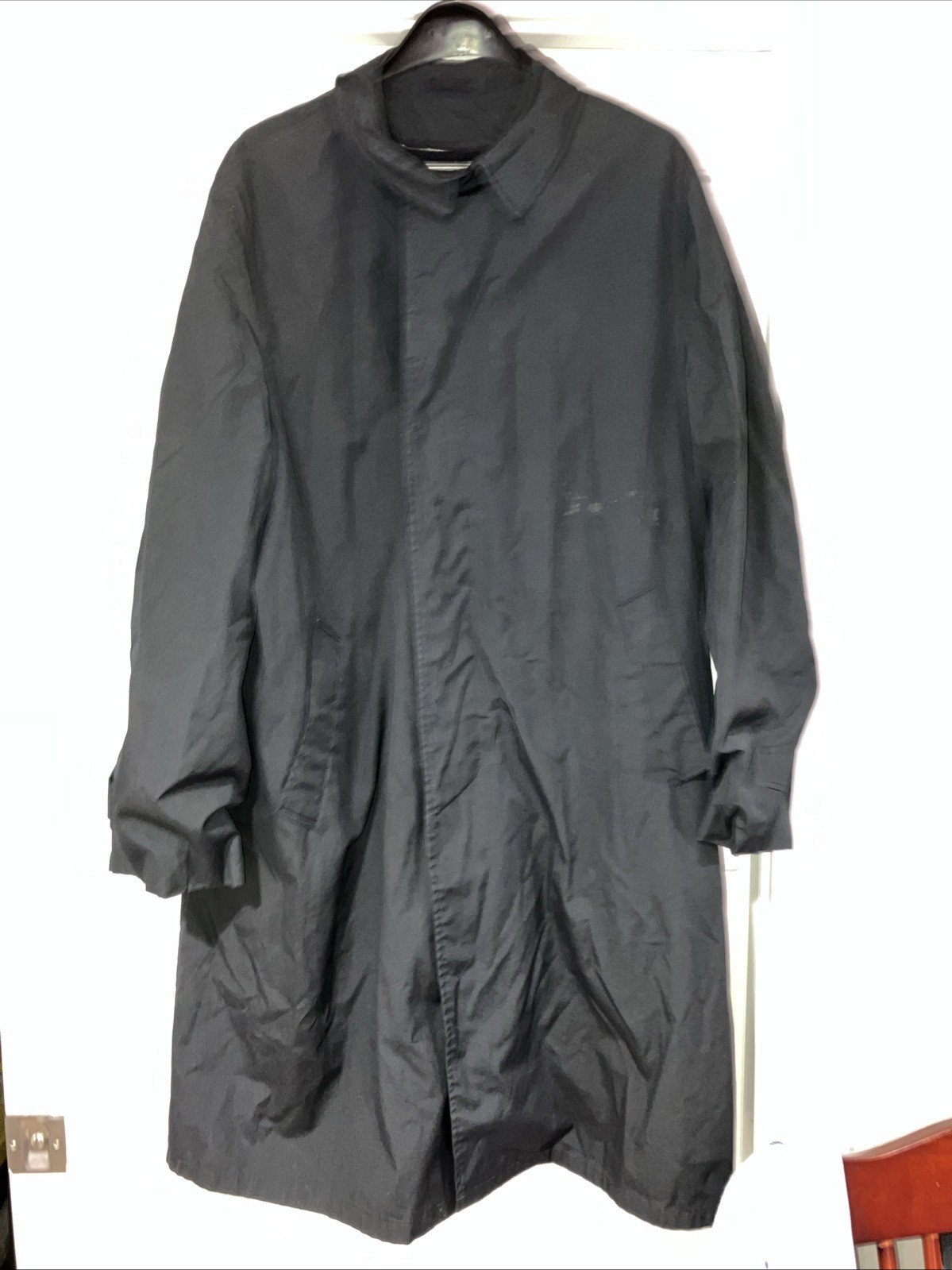 Vintage The Petrel Spatz Brand Long All Weather Coat Black Chest 50” XL? Liner