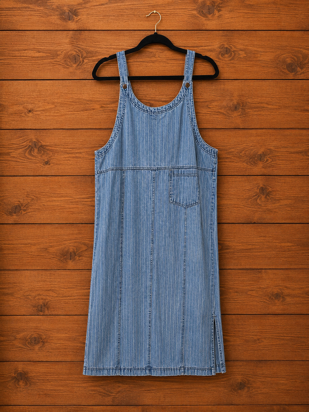 Vintage Denim Overall Dress Premier International Striped 90s Y2K
