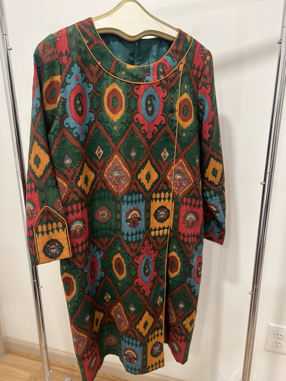 Vintage Ikat Print Shift DressPossibly 60/70s Haute Boutique/Art-to-Wear Style