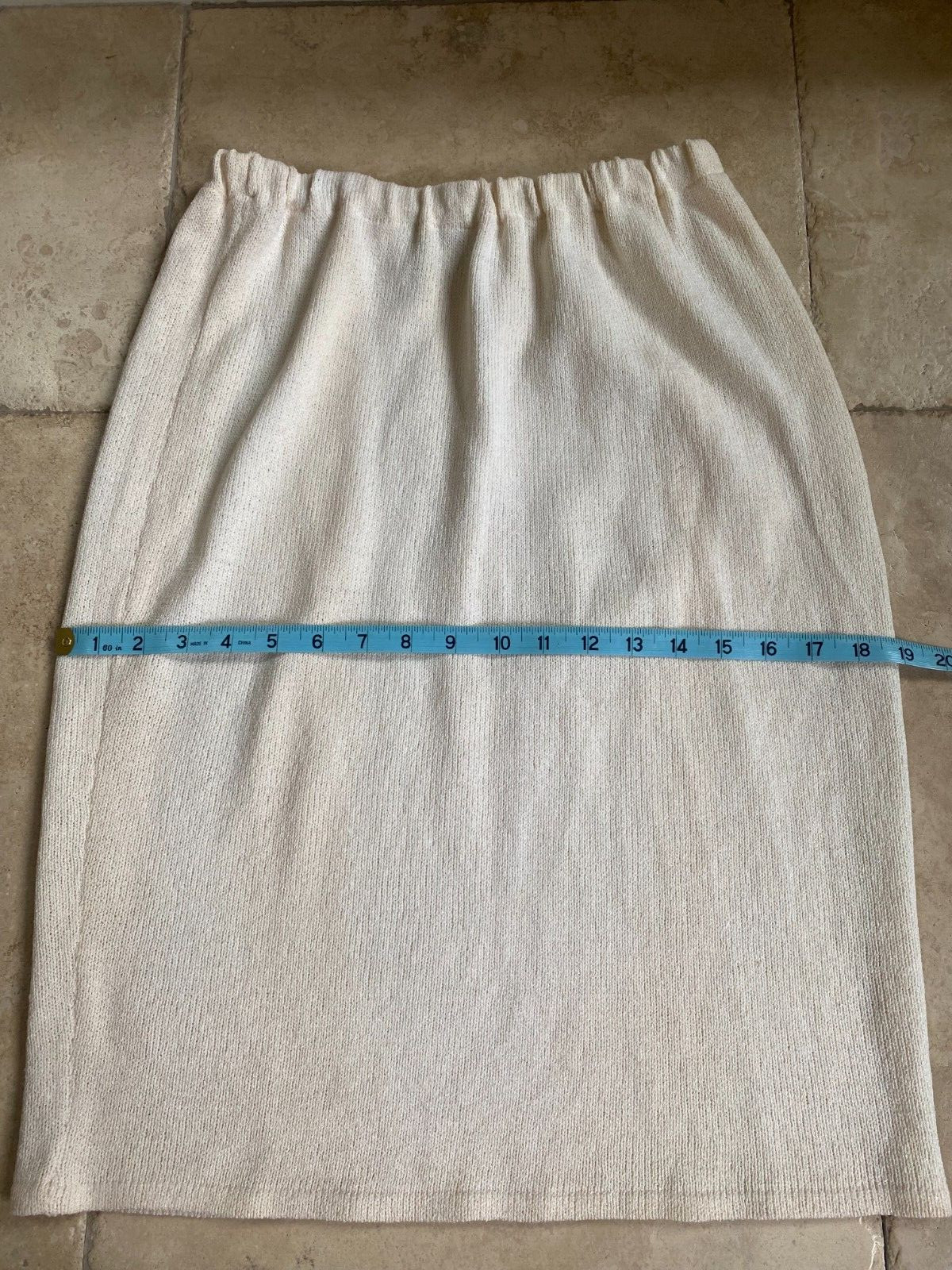 Vintage 1980s Don Sayres for Wellmore Wool Blend Cream Knit Midi Skirt USA