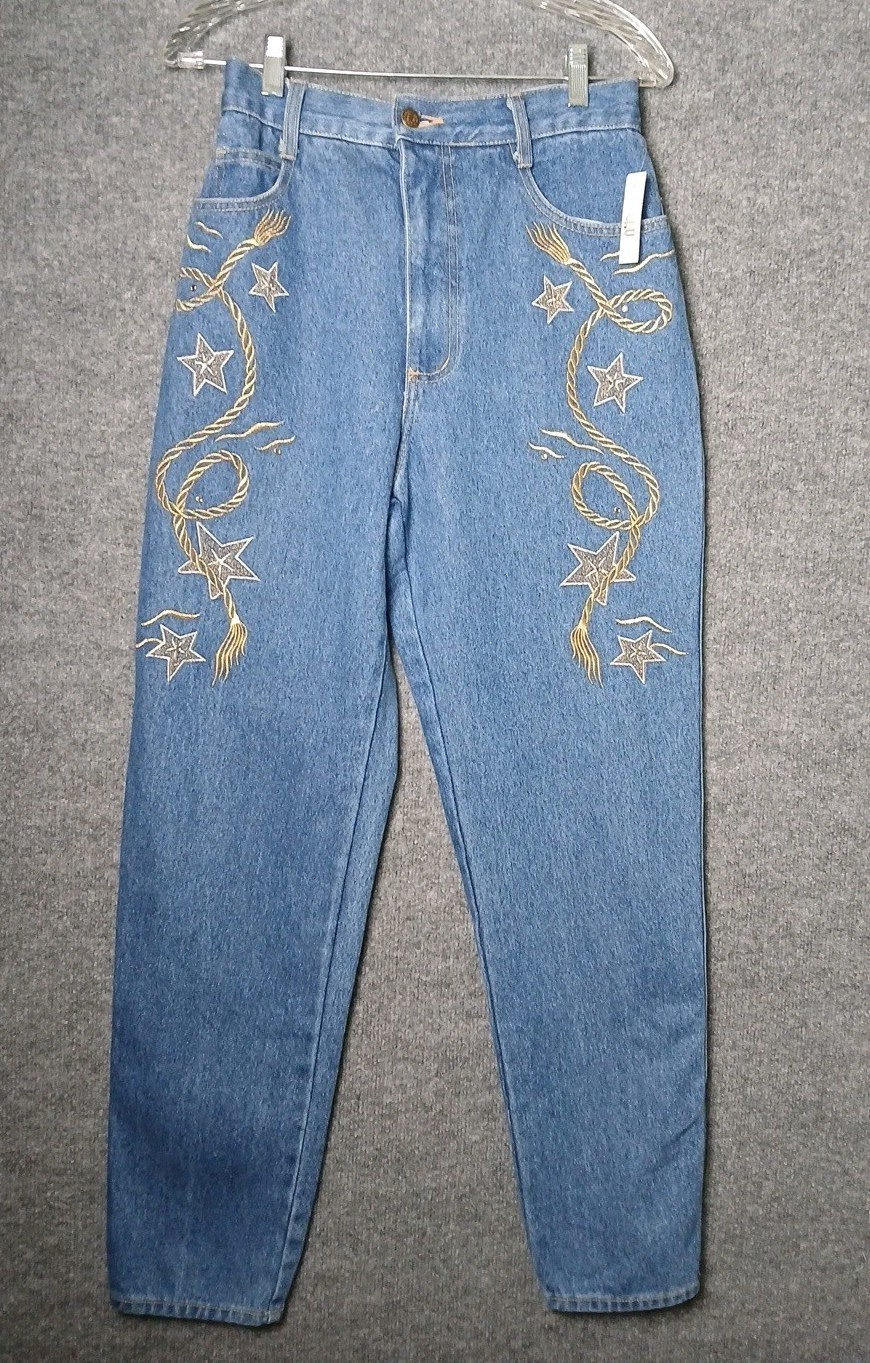 VTG 90s The Icing Embroidered Western Jeans NWT Deadstock Made In USA Size 12