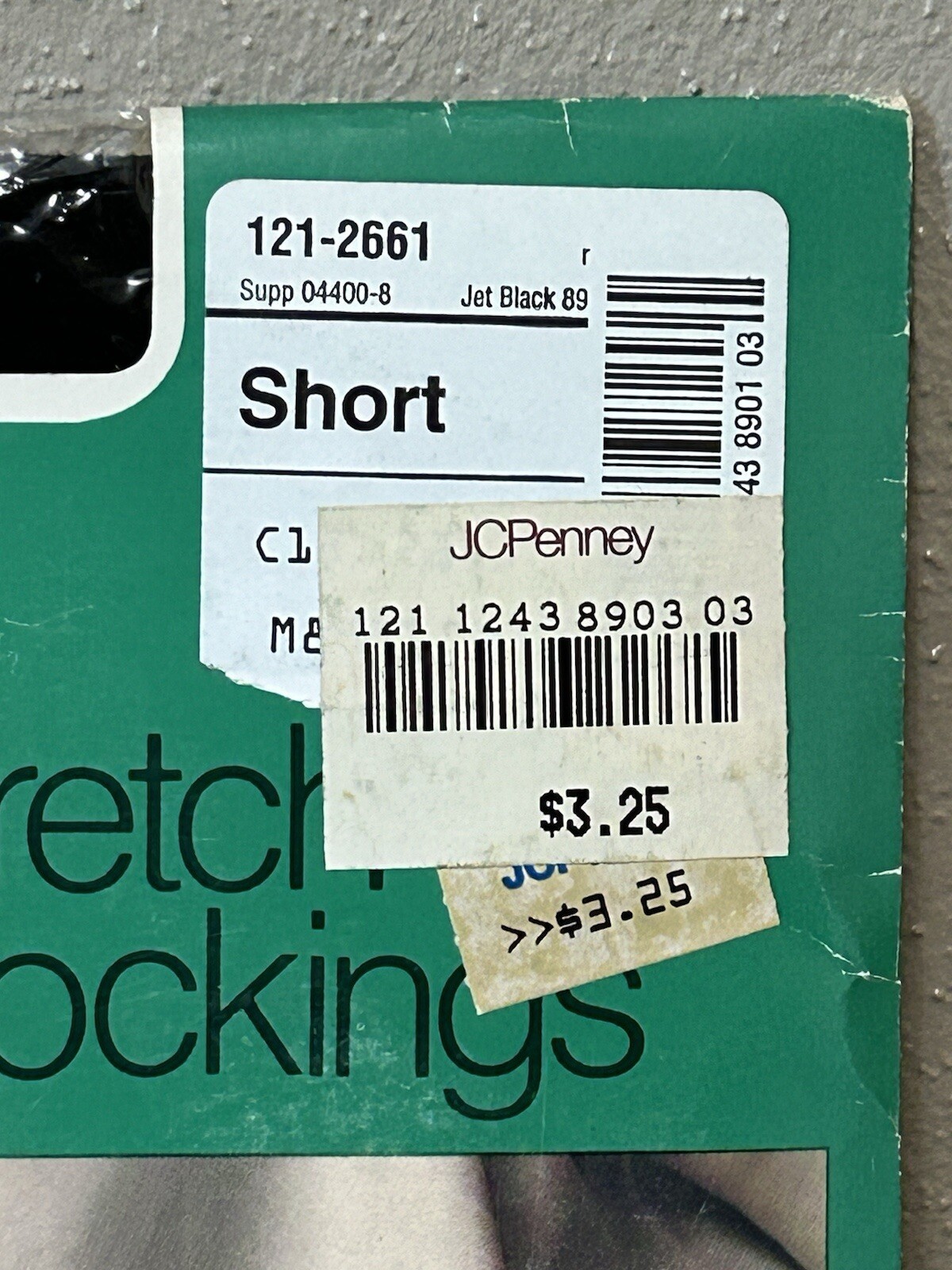 Vintage JCPenney Seamless Thigh High Stretch Nylon Stockings Short Jet Black