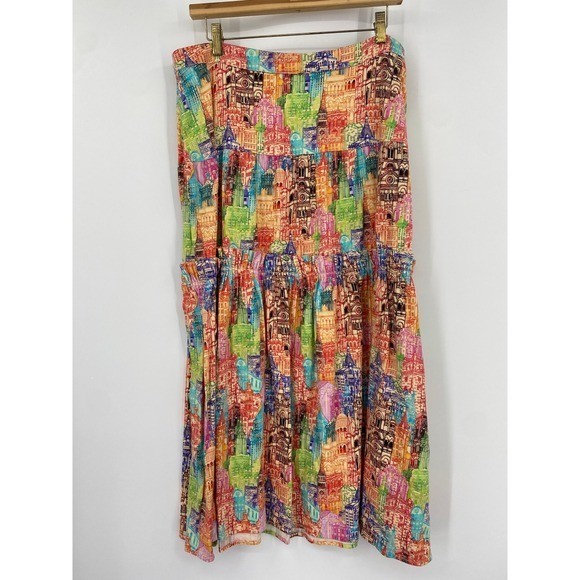 Anthropologie eva franco vila tiered cityscape rainbow skirt