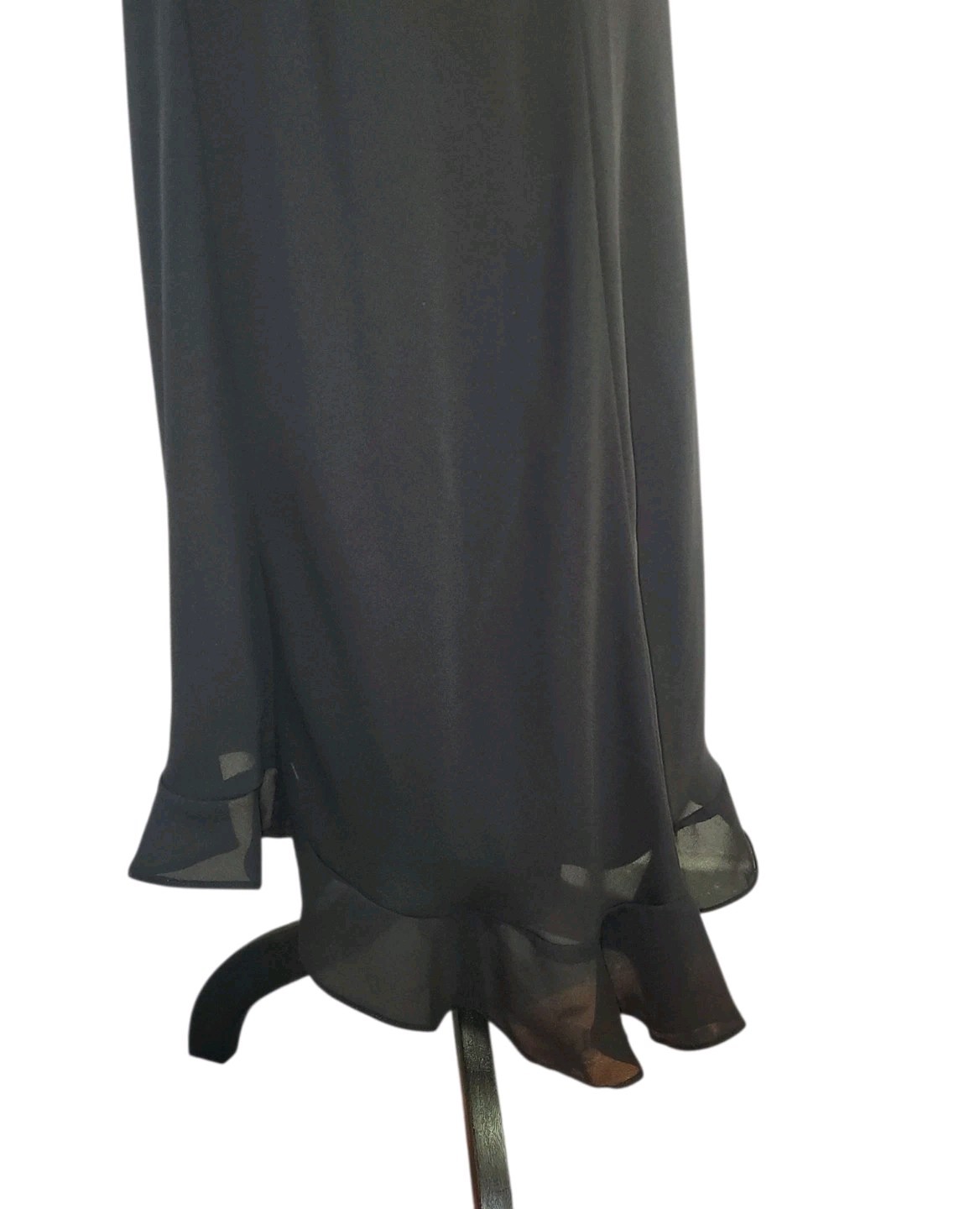 Vintage 90’s Be Smart Slip Dress Black Chiffon Ruffle Hem Sleeveless Size 9/10