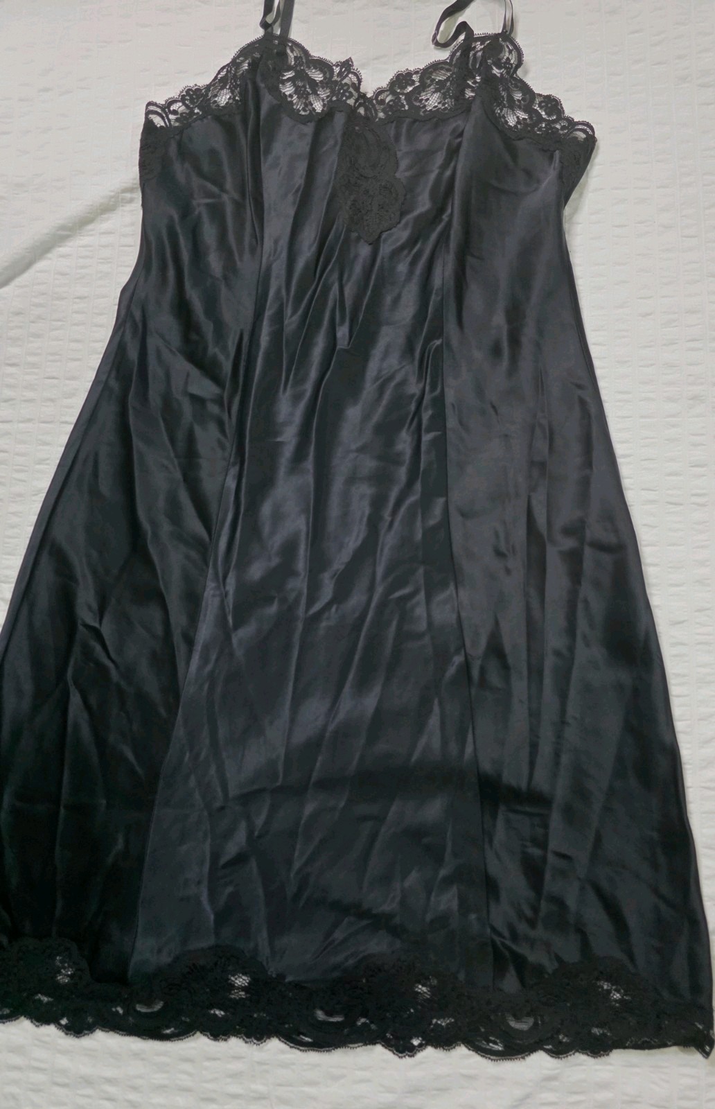 Wonder Maid Women’s Full Body Slip Size 38, Non-Cling, Nylon ILGWU USA Black Lac