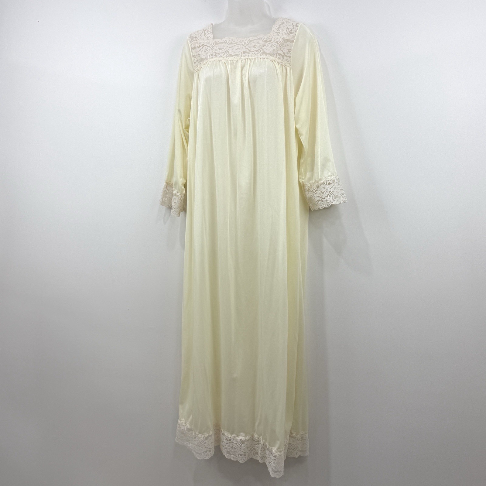 VTG Jill Andrea Nightgown M Cottagecore Prairie Lace Modest Bridal Victorian