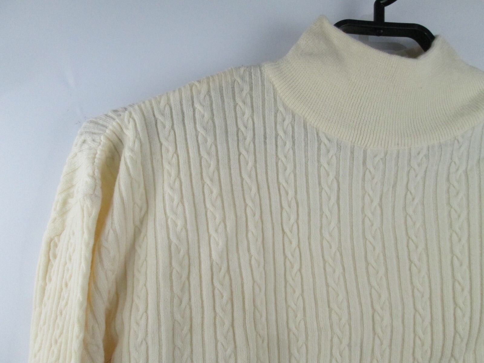 VTG Nordstrom 100% Merino Wool Sweater Womens Sz XL Mock Neck Cable Knit NEW
