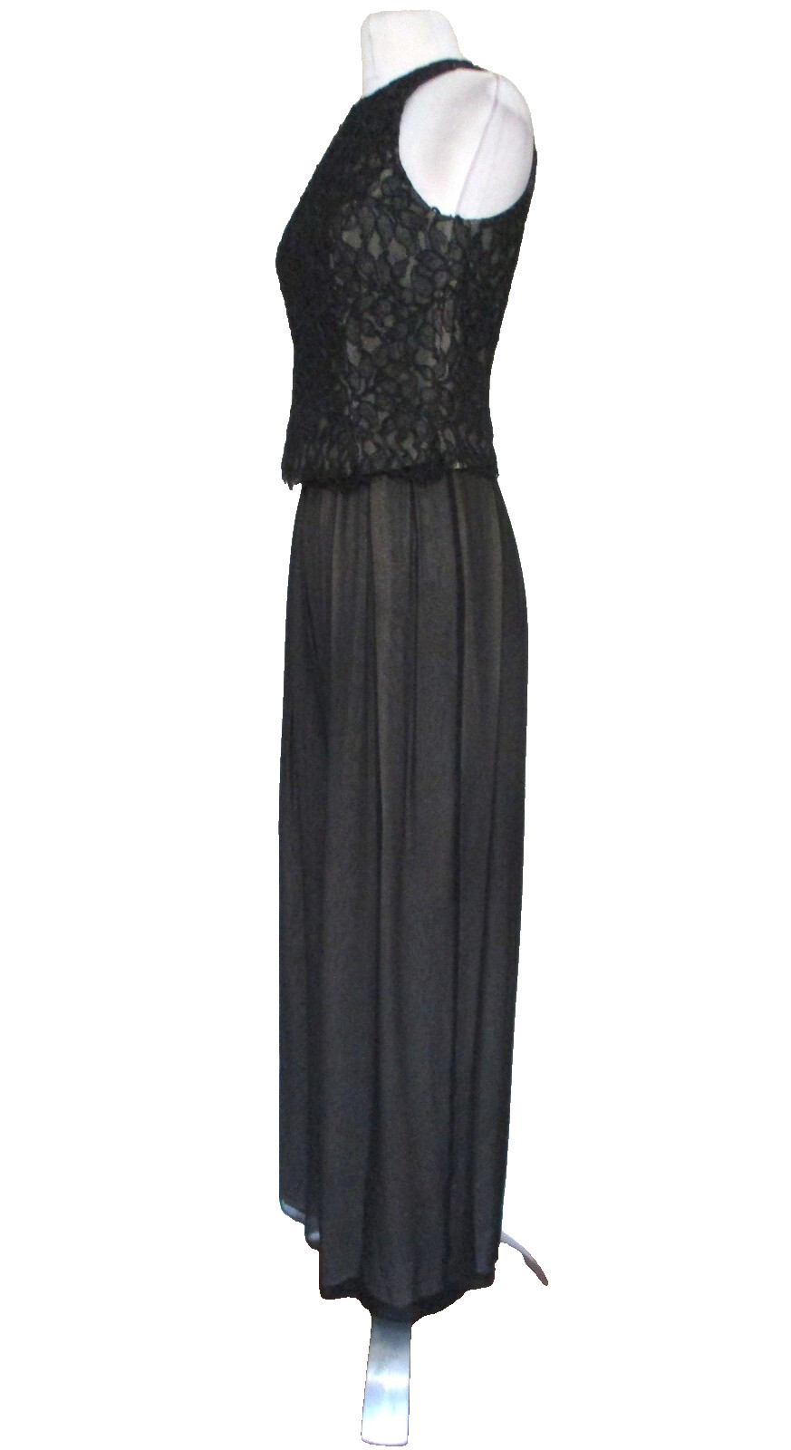 Vintage Carmen Marc Valvo Wide Leg Silk Palazzo Pant Set Lace Top 6 Women