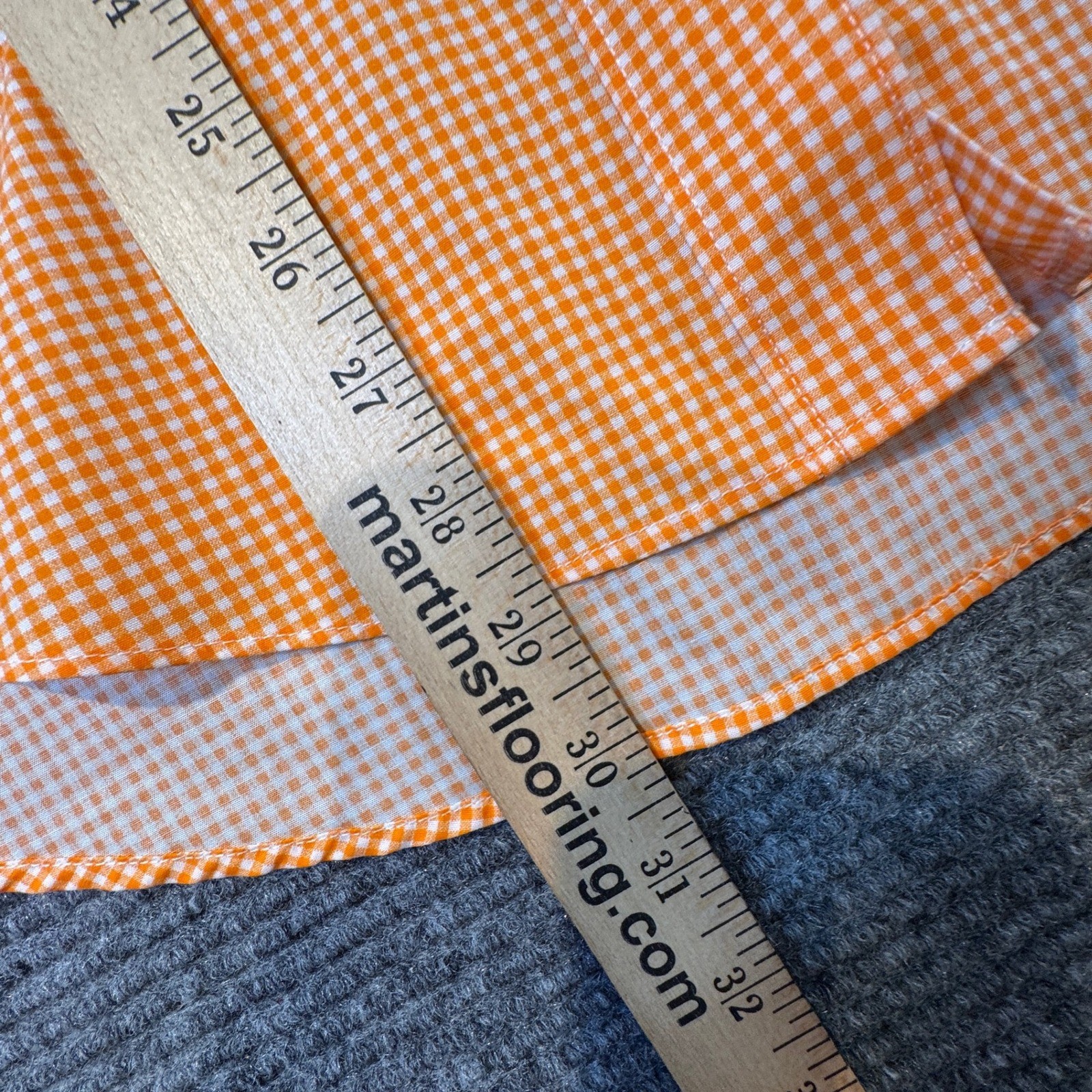 Vintage Tia Designs Orange Gingham Fish Embroidered Button Down Shirt Medium USA