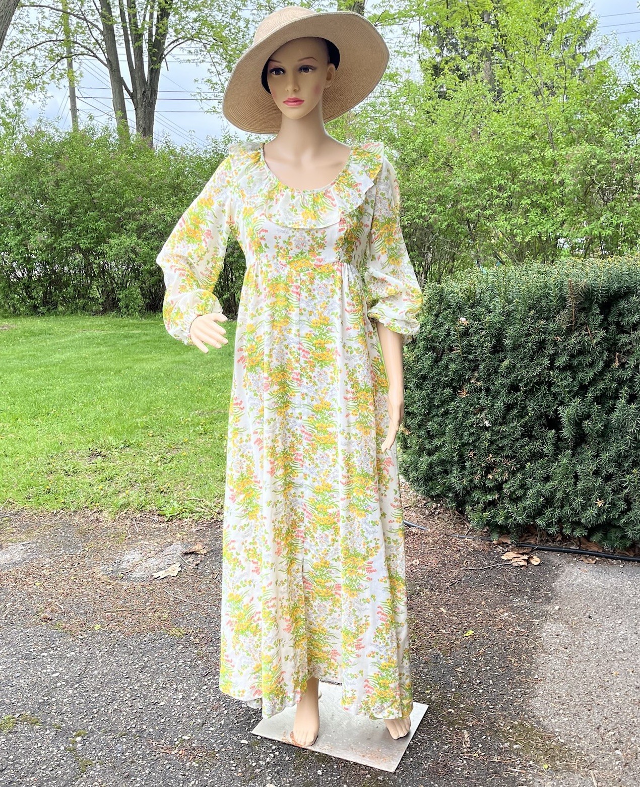 Vtg This is Yours Bridesmaid Prairie Cottagecore Hippie Festival Maxi Dress Sz11