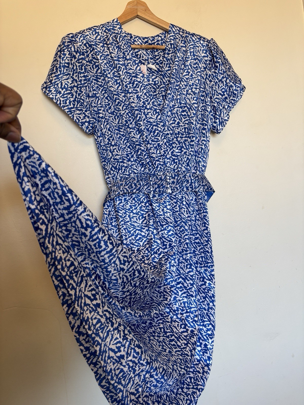 Vtg 70s Lady Carol of New York Wrap Midi Dress Belted Feminine Preppy USA Made