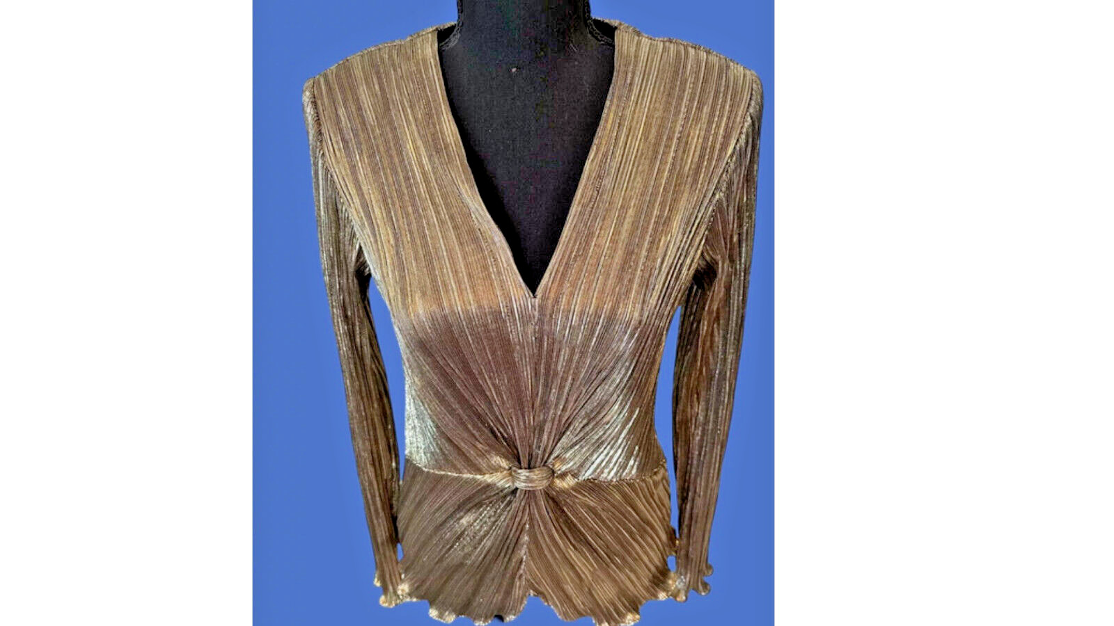 Vintage 80’s Gold Metallic Blouse La Nuit Ladies Size L Made In USA Fabulous