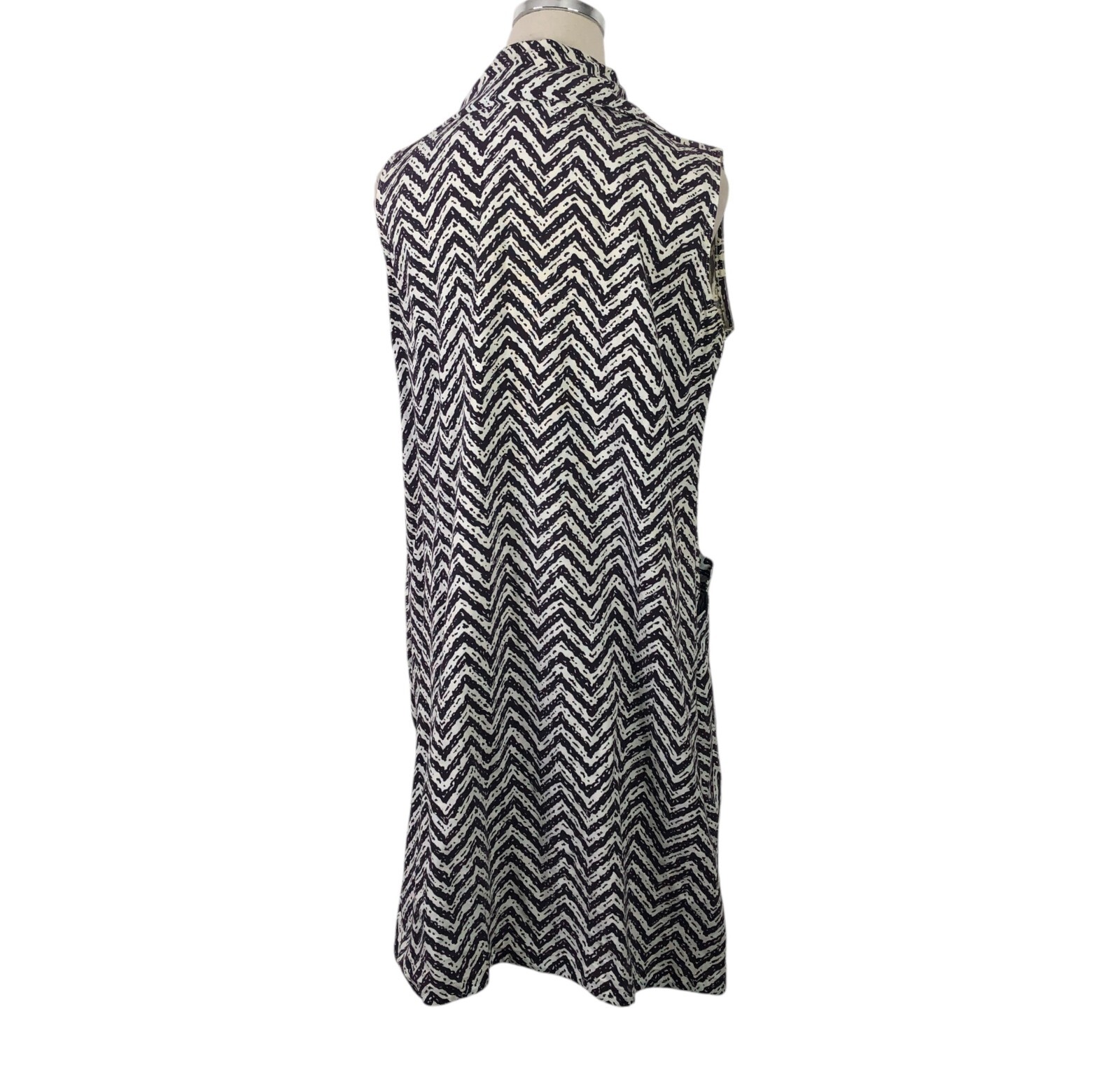 Vtg 60s Go-Ins Danville Jumper Size Medium Brown White Zig Zag Stripe Zip Front