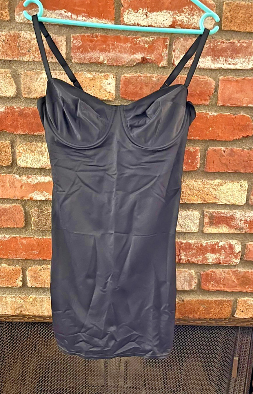 Lot of 2 (1 Shown Here) Vintage 1990s Nancy Ganz Black Body Slips, Sz 38B & 38C