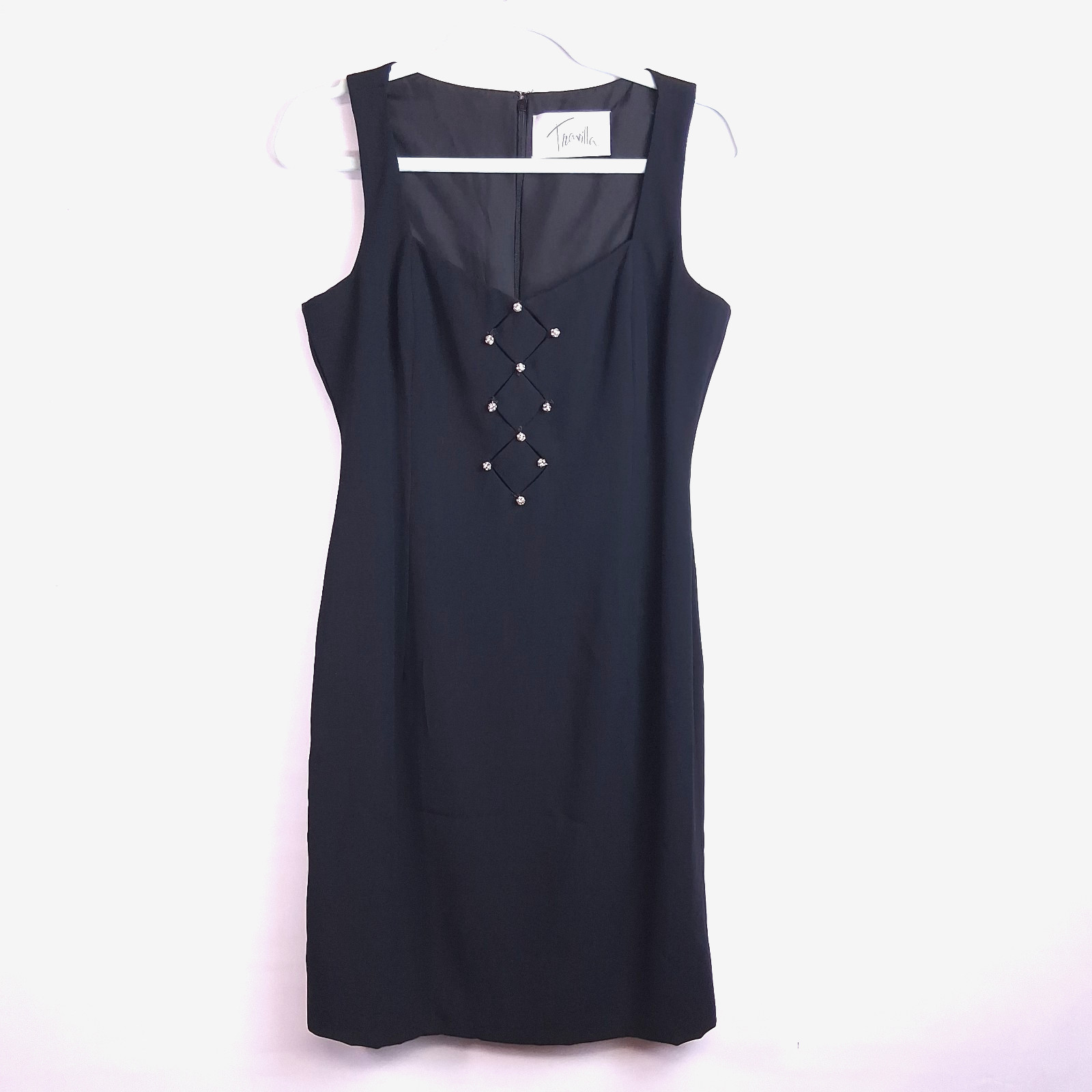 Vintage Travilla Cocktail Dress Black Size 10