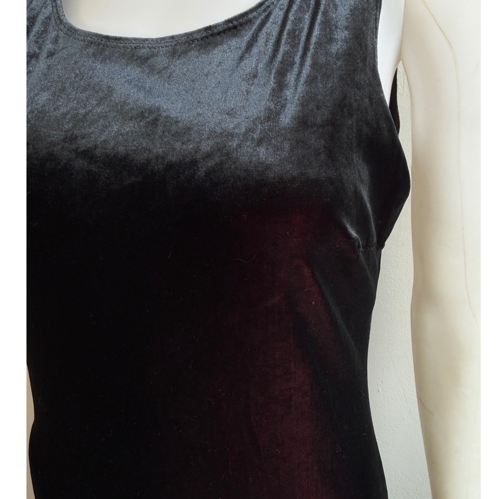 Vintage Black/Red Stretch Velvet Maxi Dress Size Medium 90s Whimsy Goth